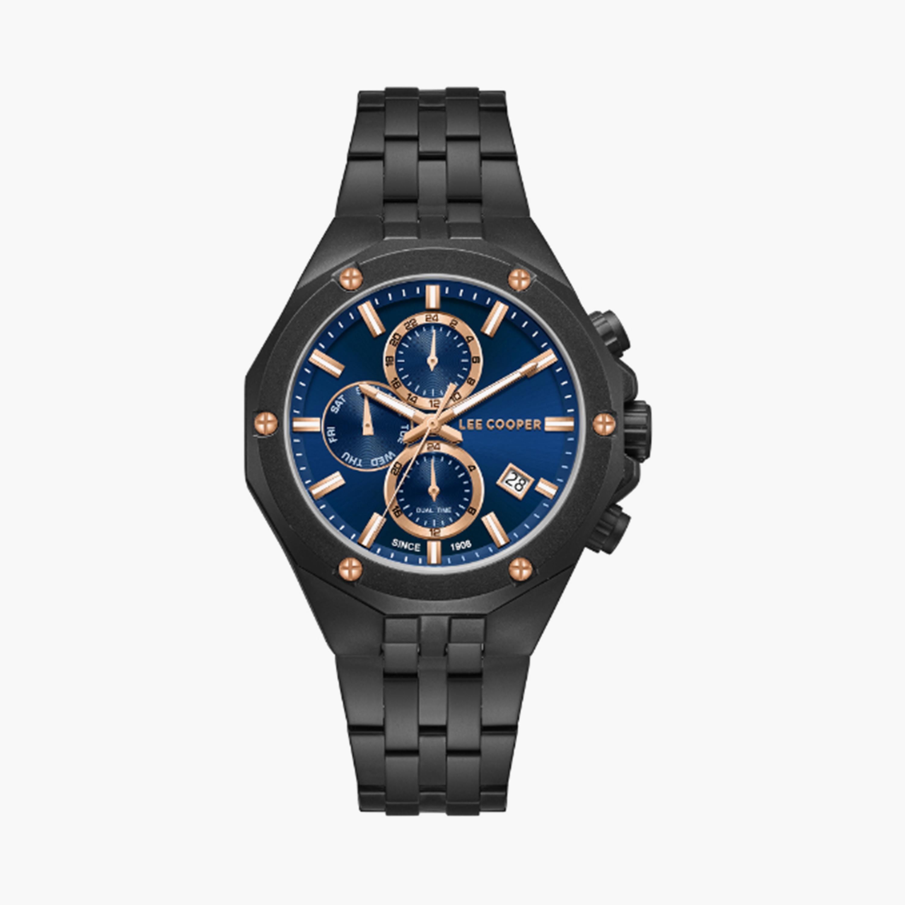 Lee Cooper Men's 42MM Black Chronograph Metal Strap Watch | LC08104.690-men-watchesandjewellery-watches-image-1