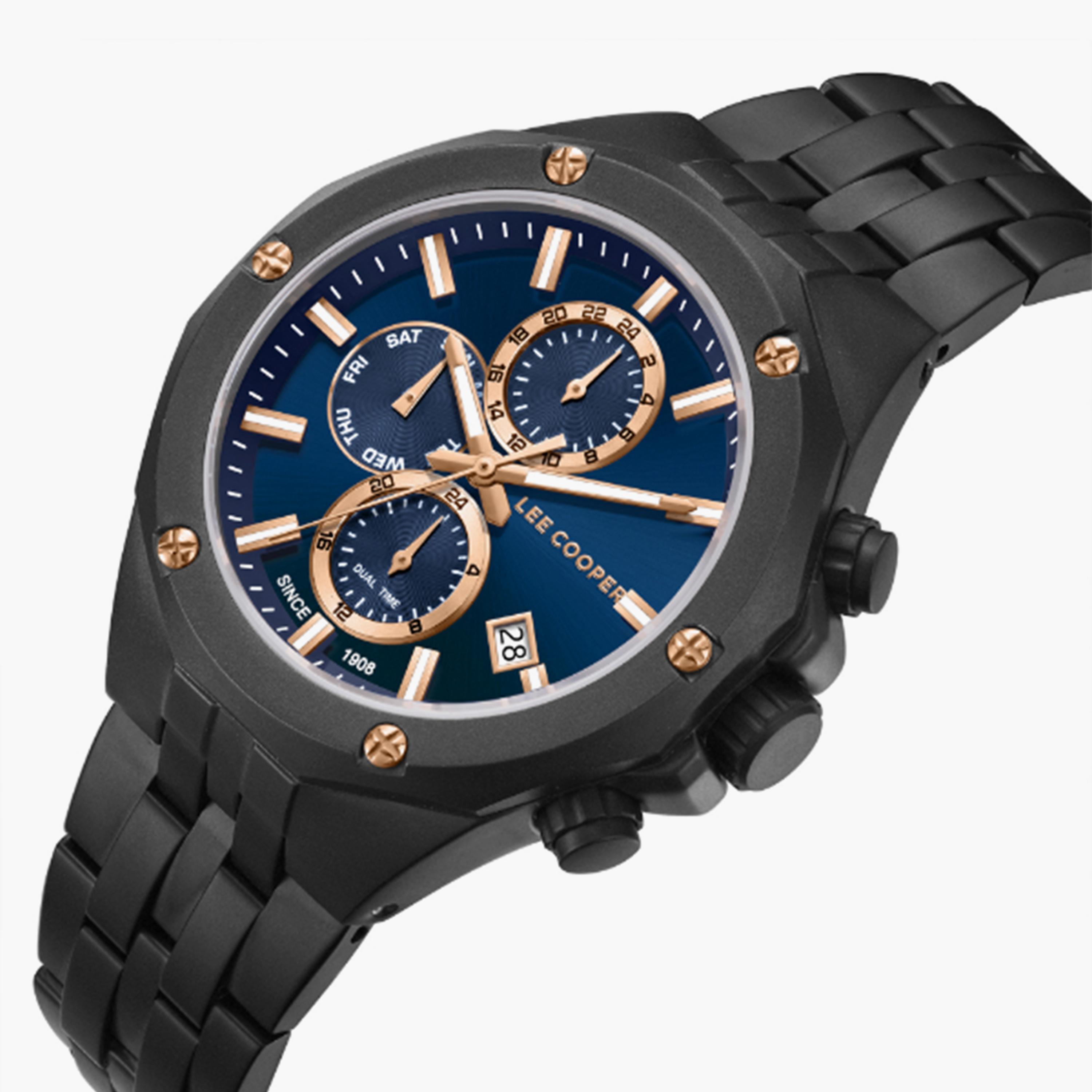 Lee Cooper Men's 42MM Black Chronograph Metal Strap Watch | LC08104.690-men-watchesandjewellery-watches-image-2