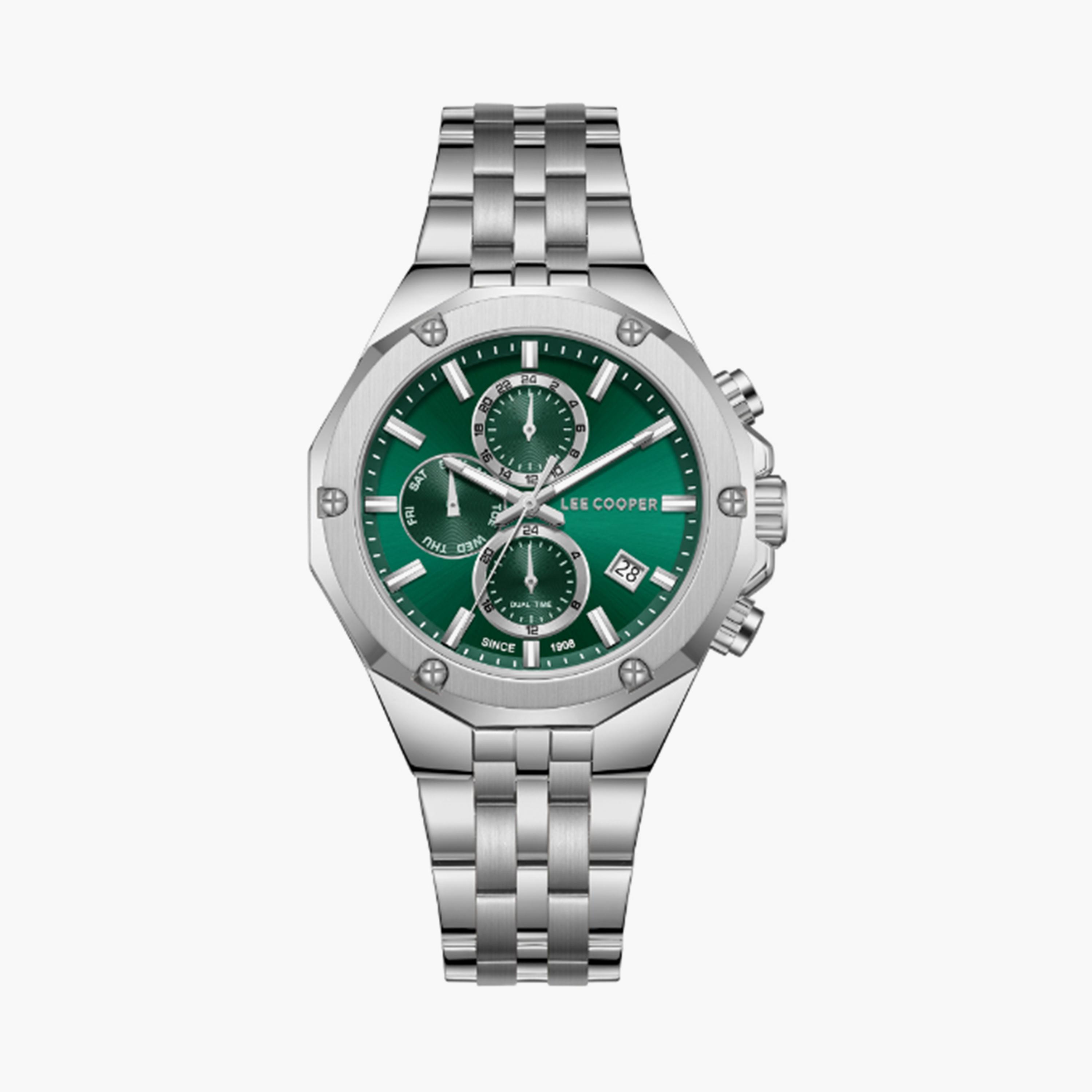 Lee Cooper Men's 42MM Silver Chronograph Metal Strap Watch | LC08104.370-men-watchesandjewellery-watches-image-1