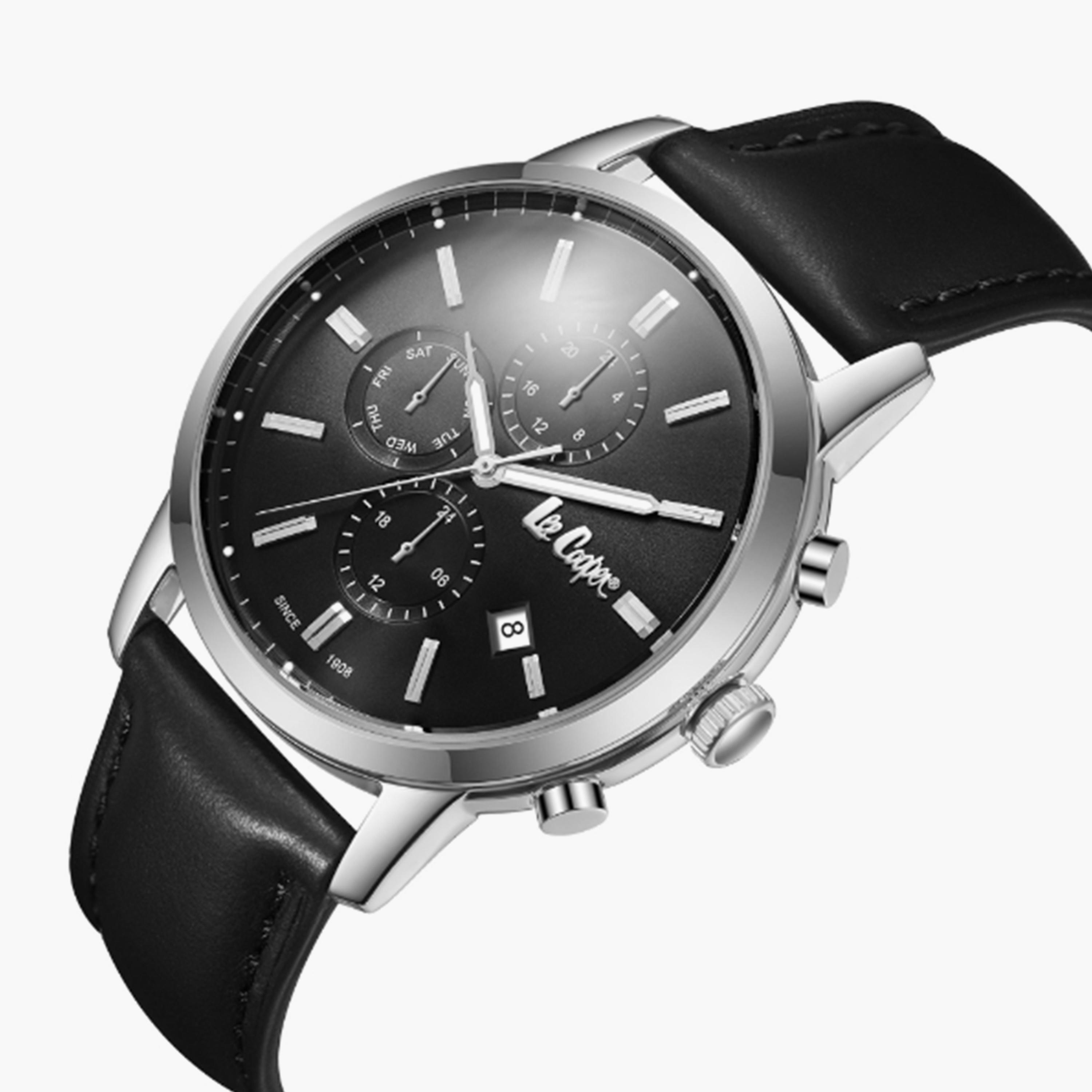 Lee Cooper Men's 44MM Black Chronograph Leather Strap Watch | LC08085.351-men-watchesandjewellery-watches-image-4