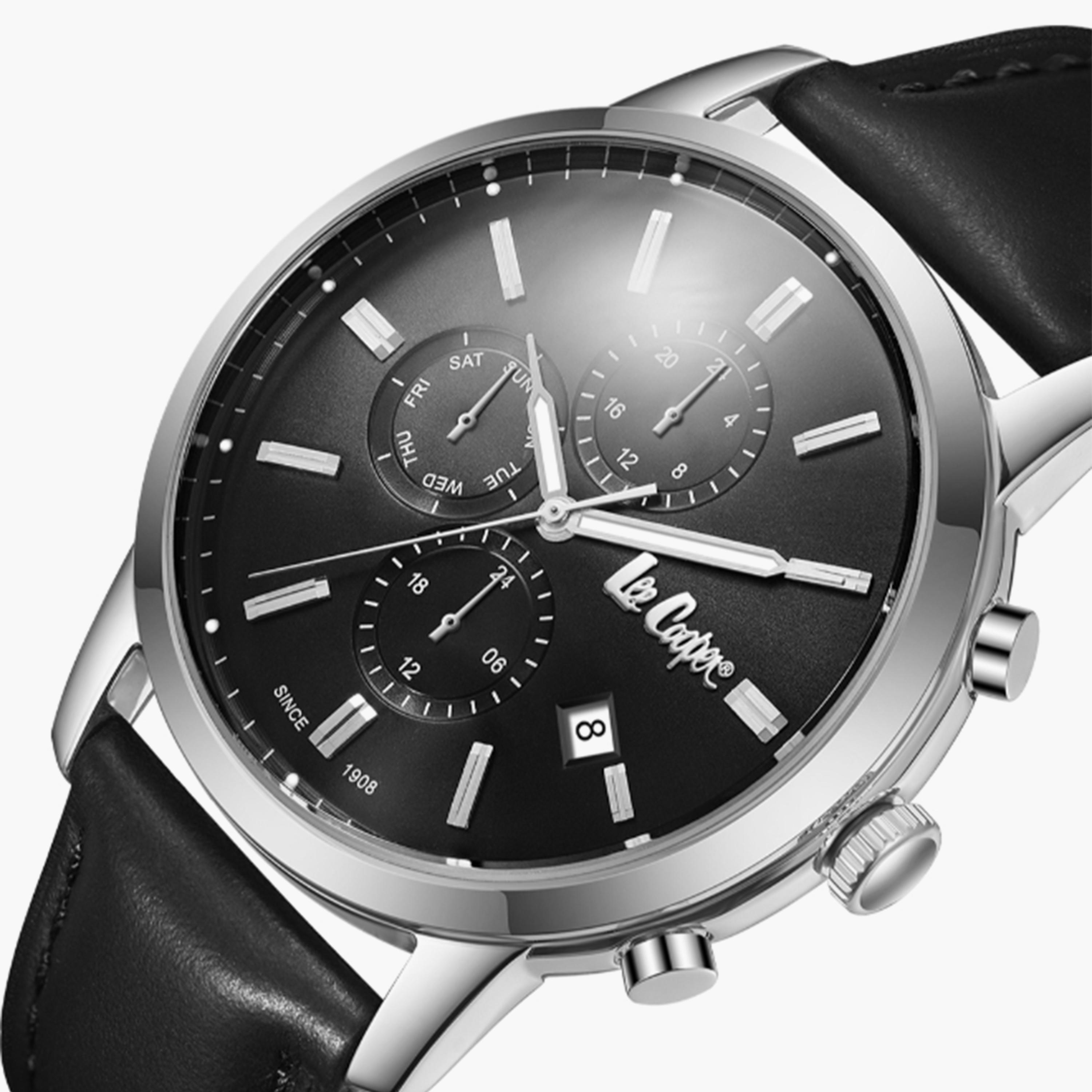 Lee Cooper Men's 44MM Black Chronograph Leather Strap Watch | LC08085.351-men-watchesandjewellery-watches-image-5