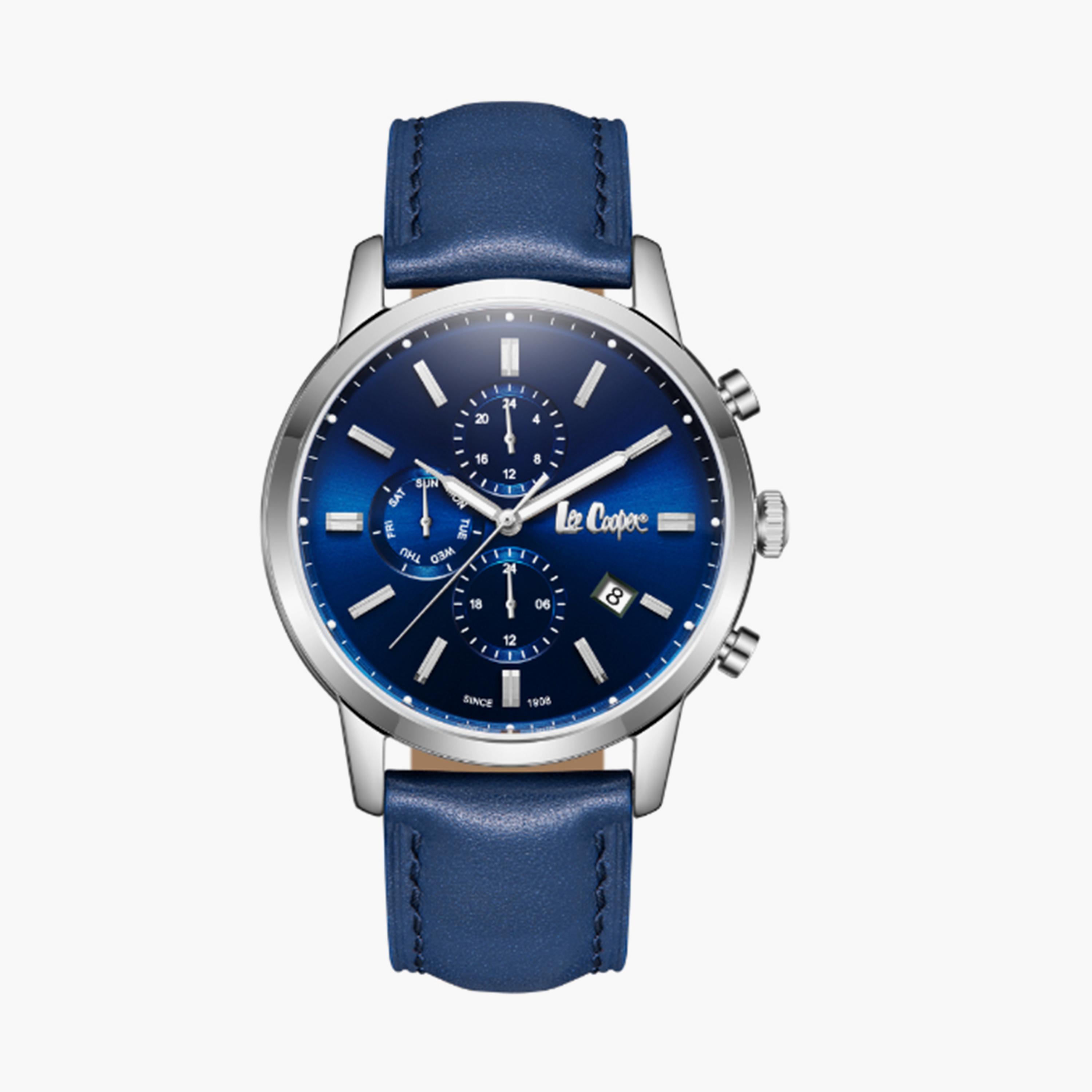 Lee Cooper Men's 44MM Blue Chronograph Leather Strap Watch | LC08085.399-men-watchesandjewellery-watches-image-1