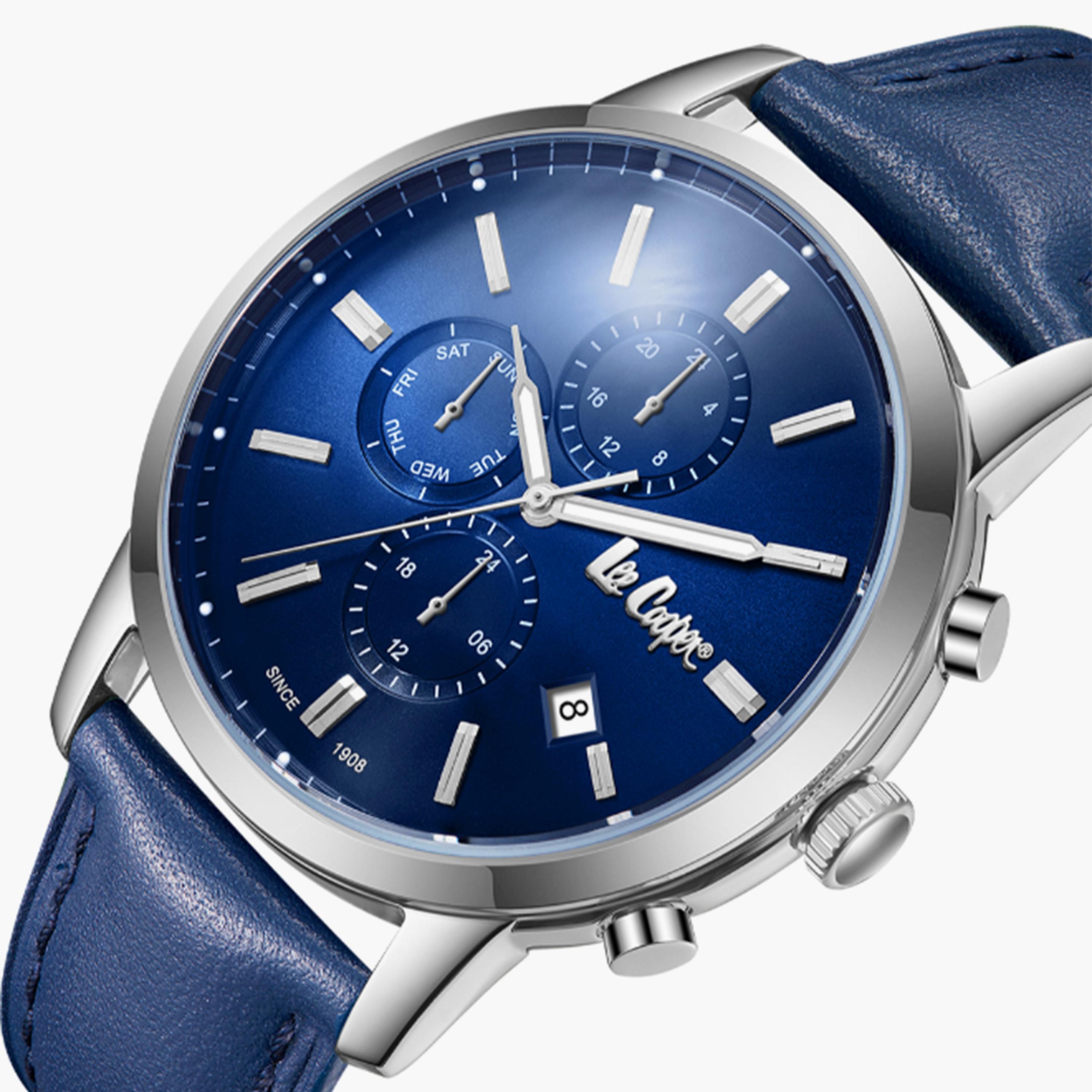 Lee Cooper Men's 44MM Blue Chronograph Leather Strap Watch | LC08085.399-men-watchesandjewellery-watches-image-5