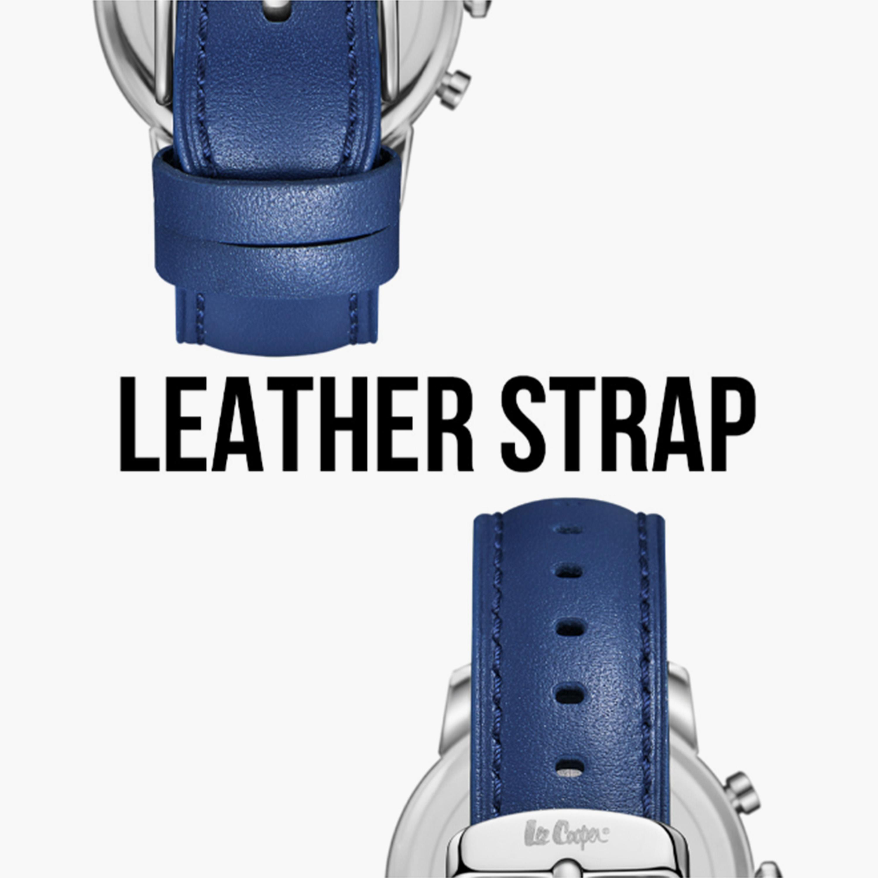 Lee Cooper Men's 44MM Blue Chronograph Leather Strap Watch | LC08085.399-men-watchesandjewellery-watches-image-6