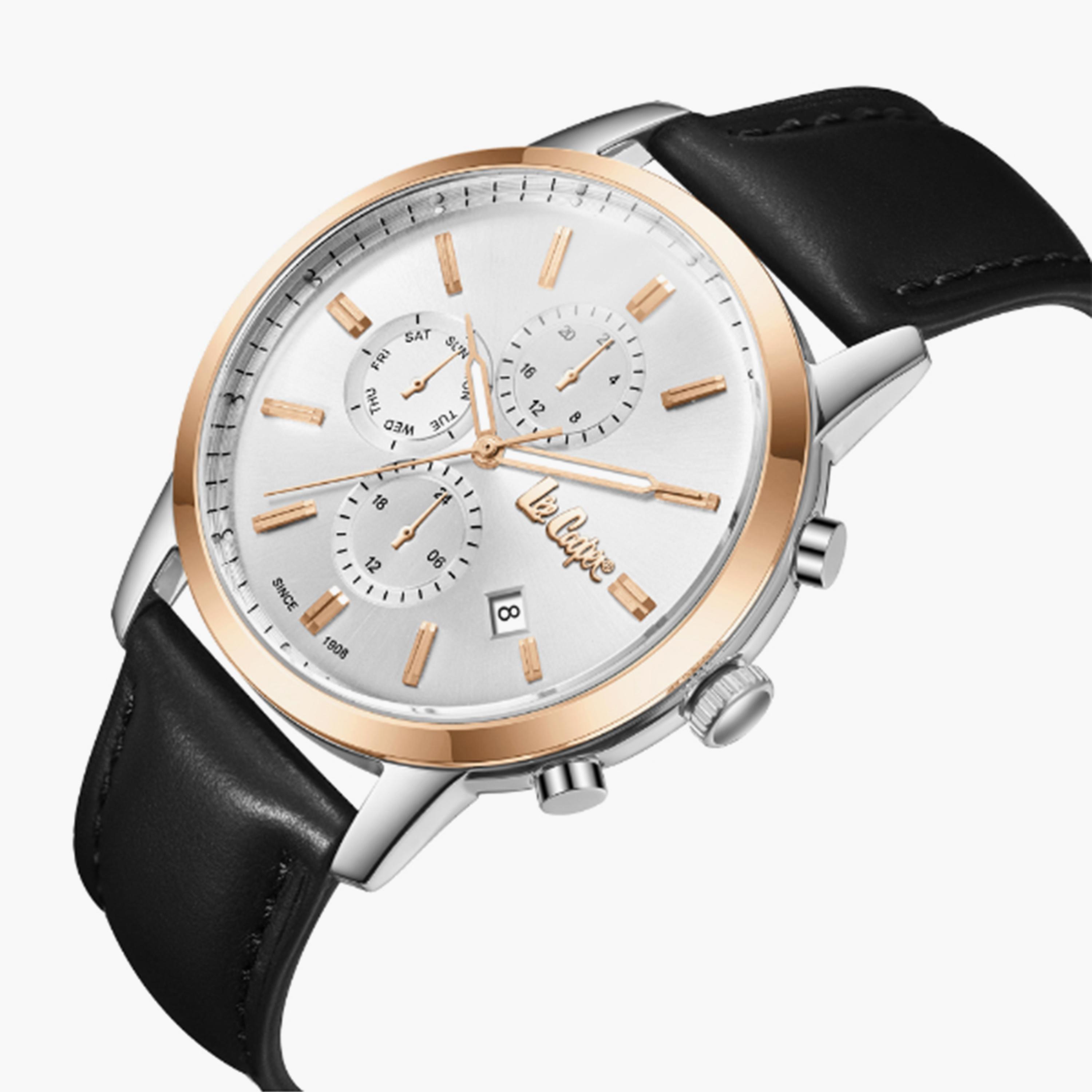 لي كوبر- ساعة  كرونوغراف للرجال سوار جلدي  44مم لون أسود | LC08085.531-men-watchesandjewellery-watches-image-4