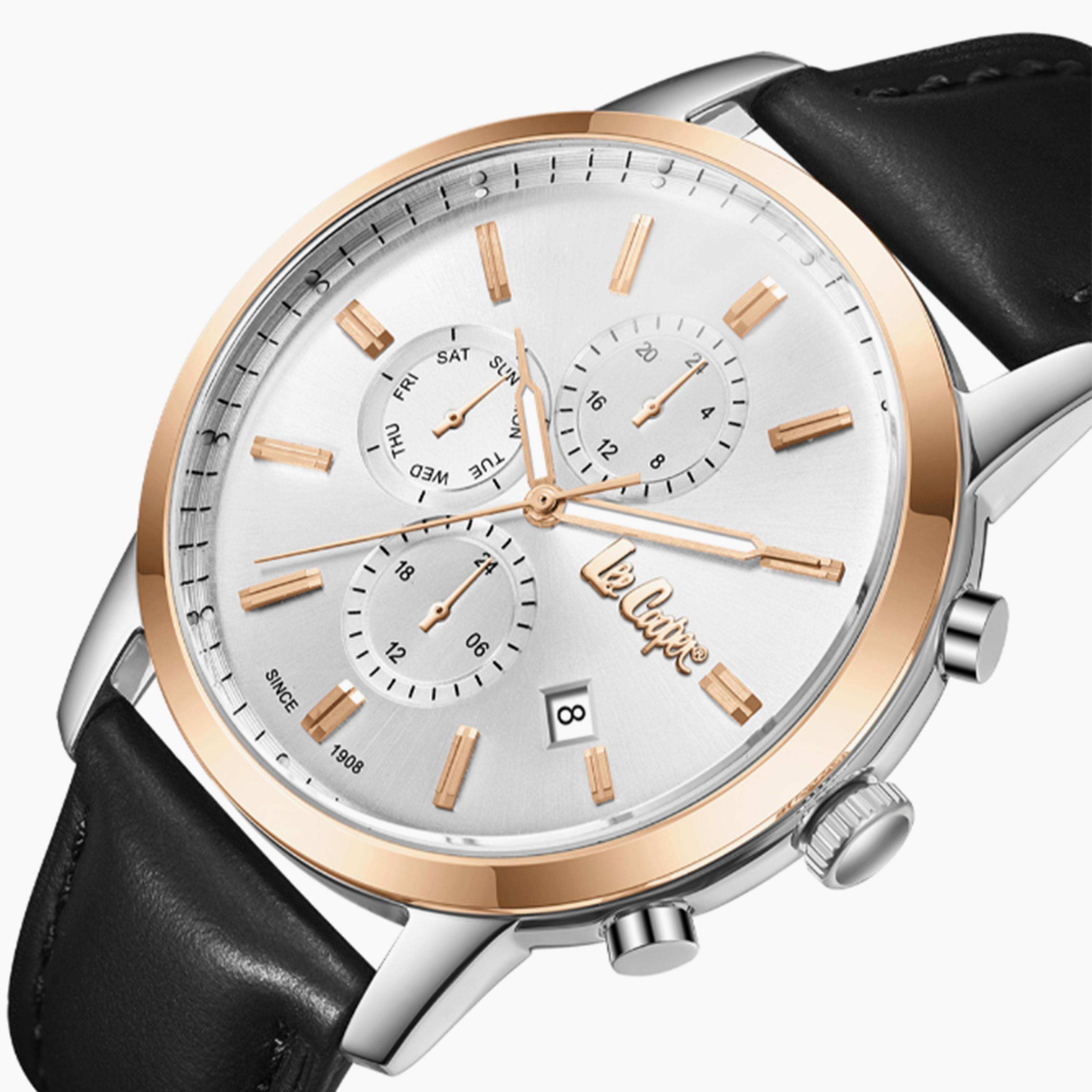 لي كوبر- ساعة  كرونوغراف للرجال سوار جلدي  44مم لون أسود | LC08085.531-men-watchesandjewellery-watches-image-5