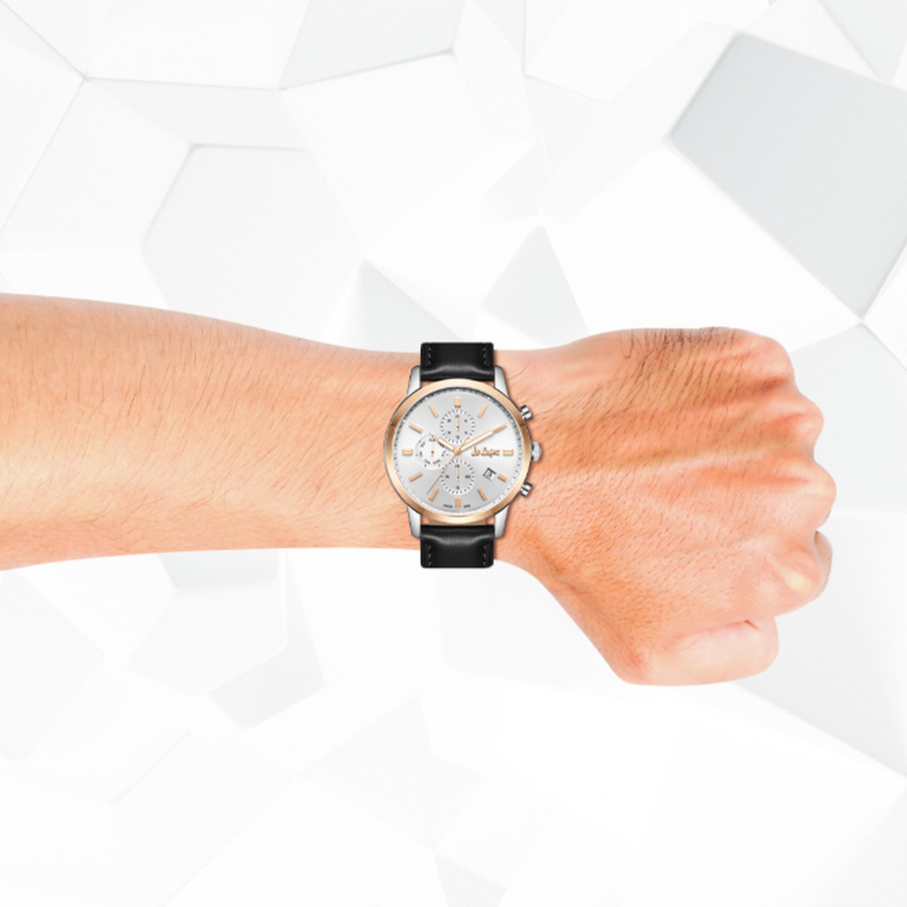 لي كوبر- ساعة  كرونوغراف للرجال سوار جلدي  44مم لون أسود | LC08085.531-men-watchesandjewellery-watches-image-8