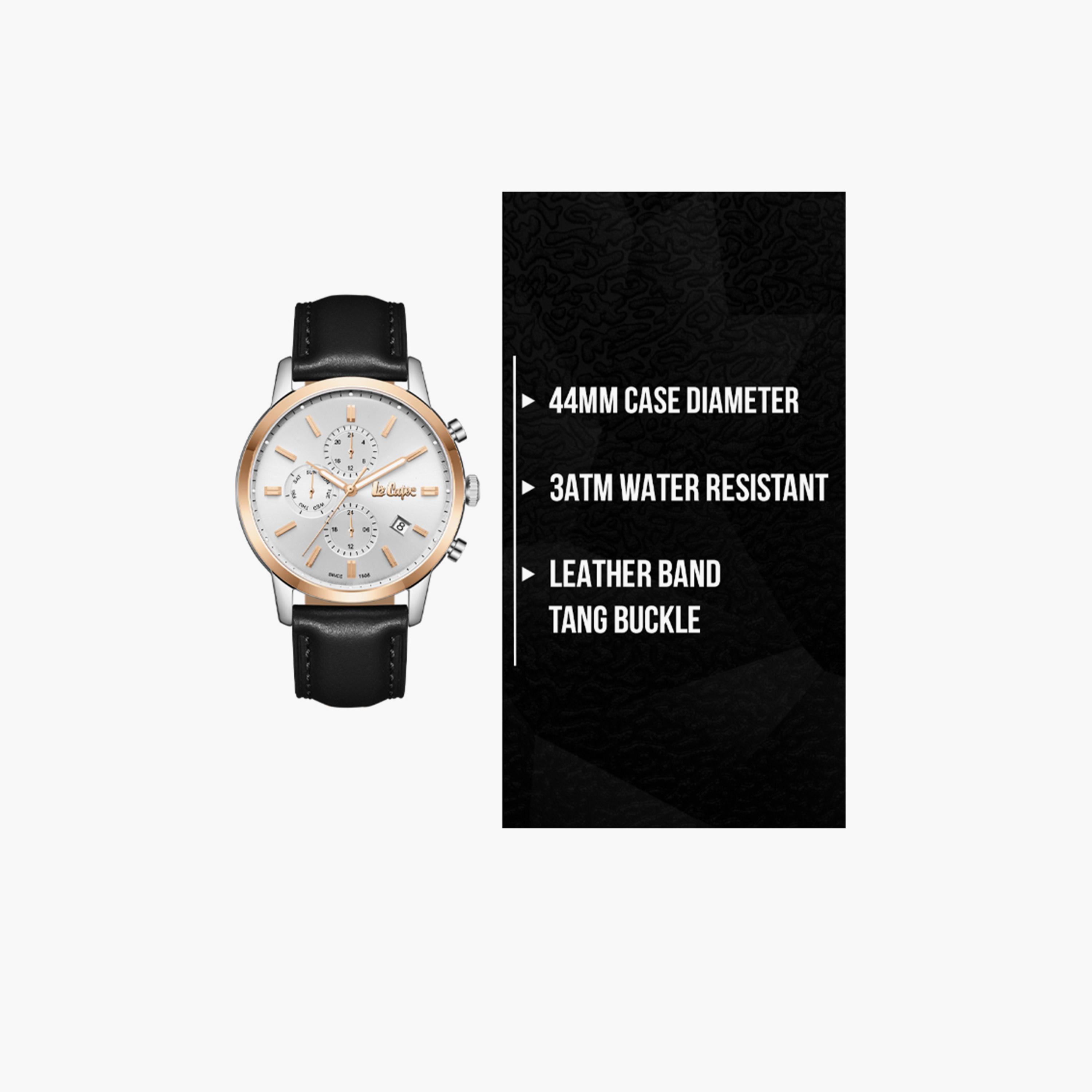 لي كوبر- ساعة  كرونوغراف للرجال سوار جلدي  44مم لون أسود | LC08085.531-men-watchesandjewellery-watches-image-9