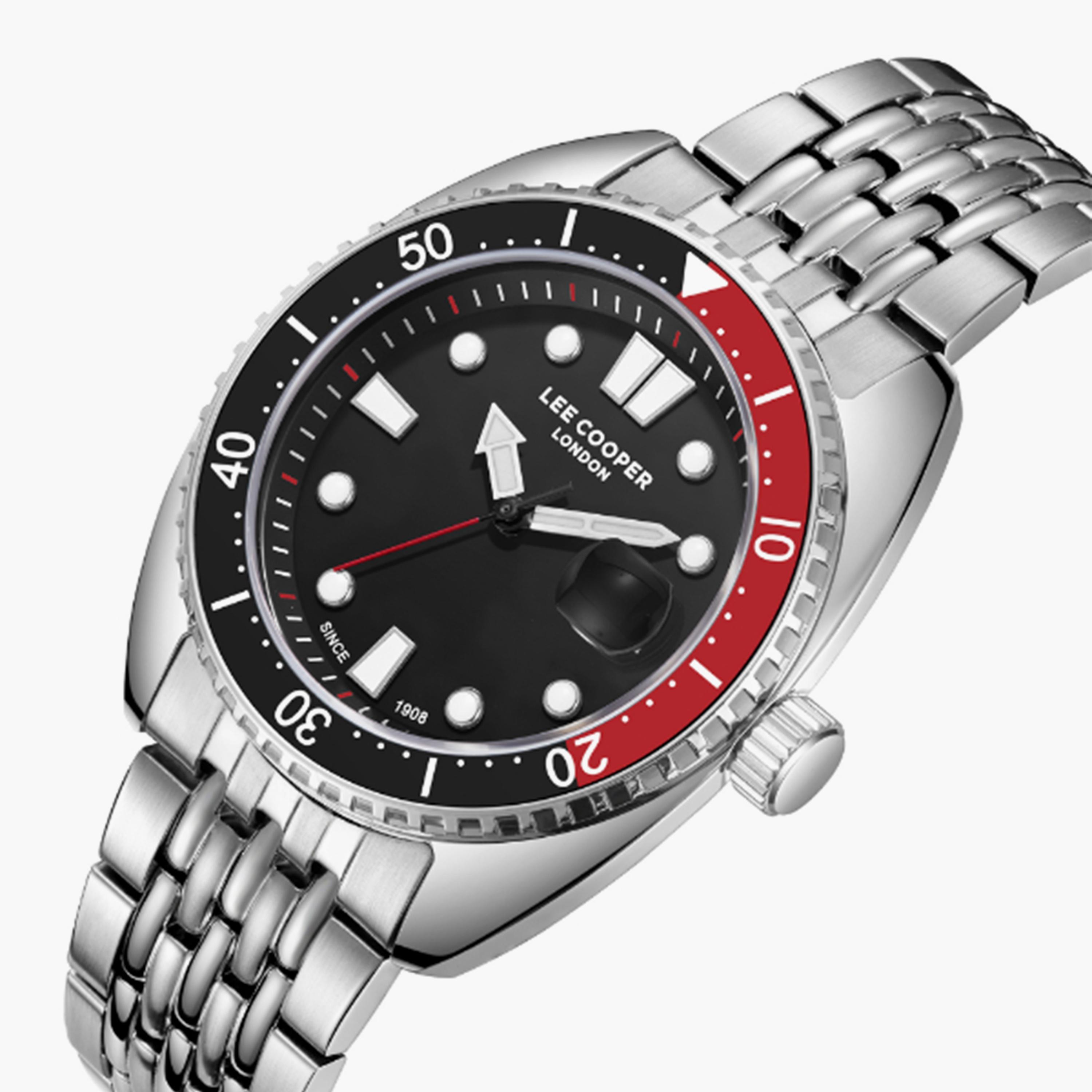 لي كوبر- ساعة  تناظرية للرجال سوار معدني  42مم لون فضي | LC07997.350-men-watchesandjewellery-watches-image-2