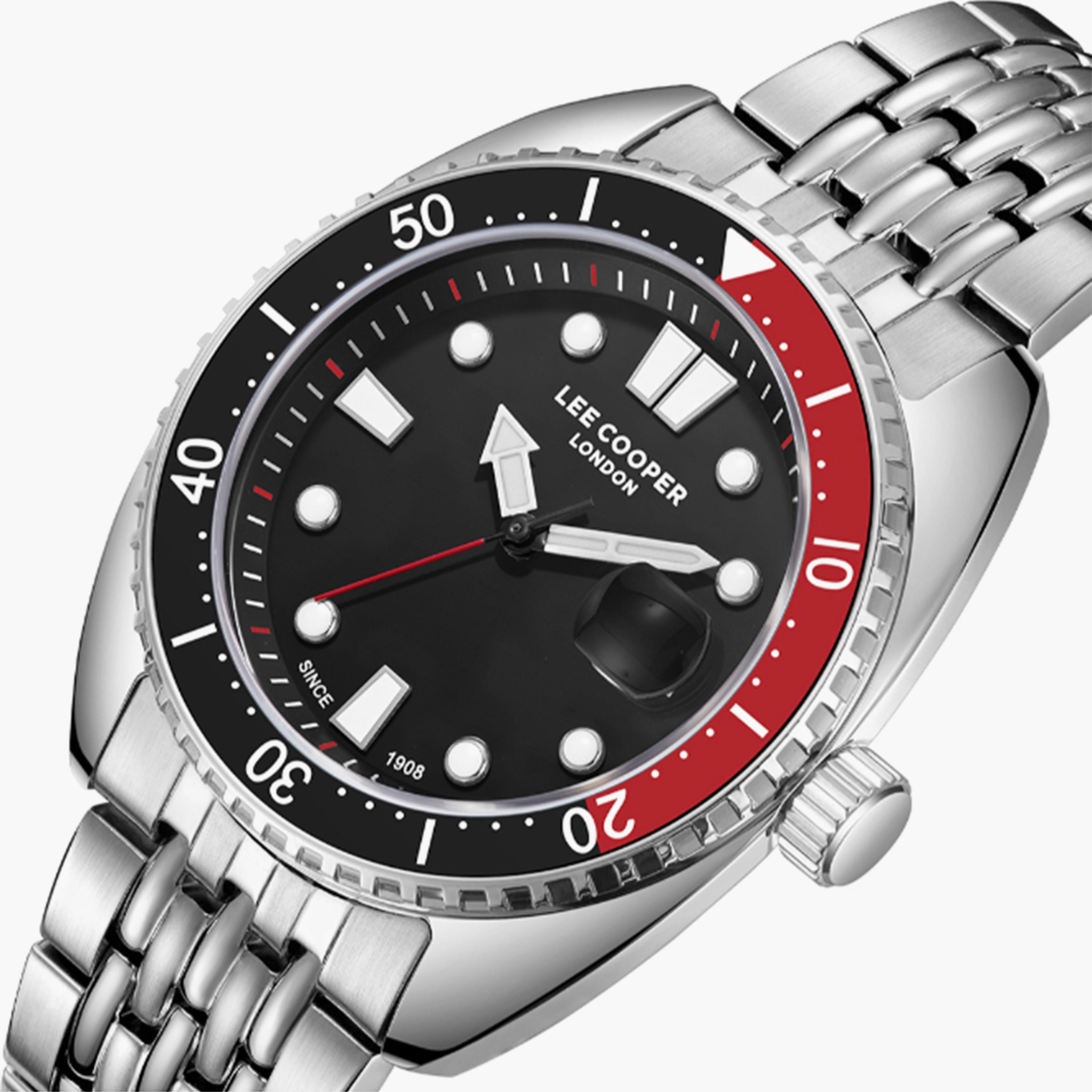 لي كوبر- ساعة  تناظرية للرجال سوار معدني  42مم لون فضي | LC07997.350-men-watchesandjewellery-watches-image-5