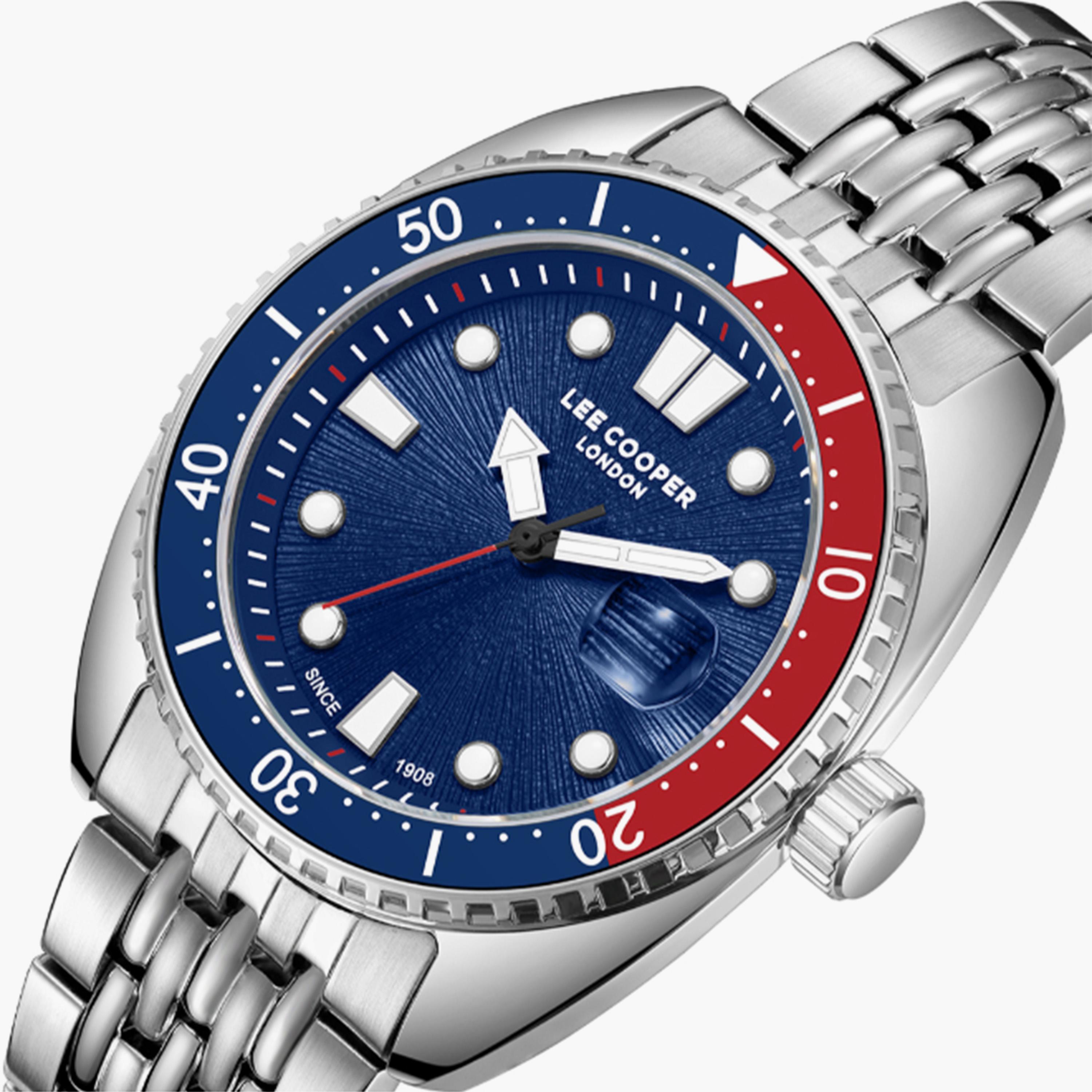 لي كوبر- ساعة  تناظرية للرجال سوار معدني  42مم لون فضي | LC07997.390-men-watchesandjewellery-watches-image-5