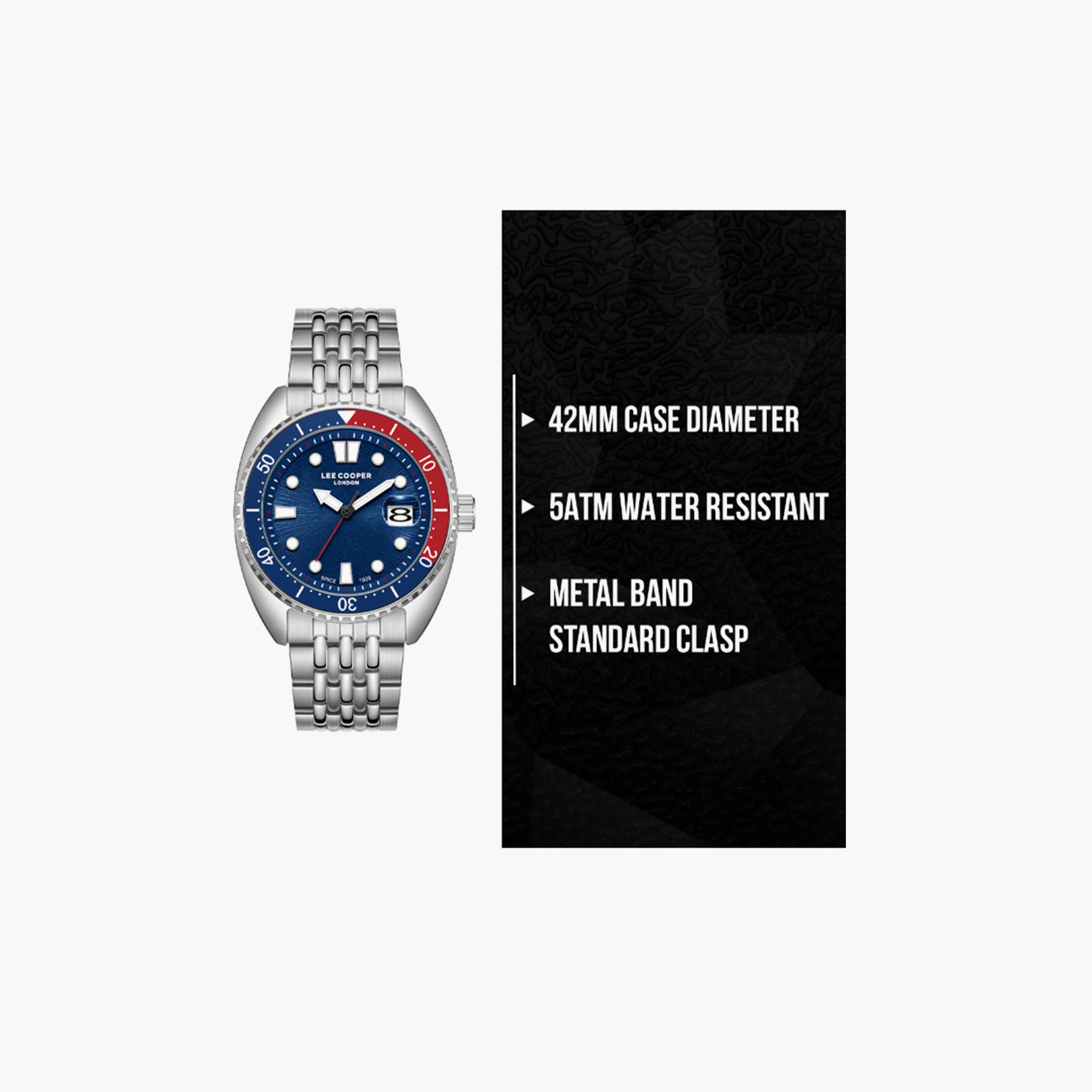 لي كوبر- ساعة  تناظرية للرجال سوار معدني  42مم لون فضي | LC07997.390-men-watchesandjewellery-watches-image-9