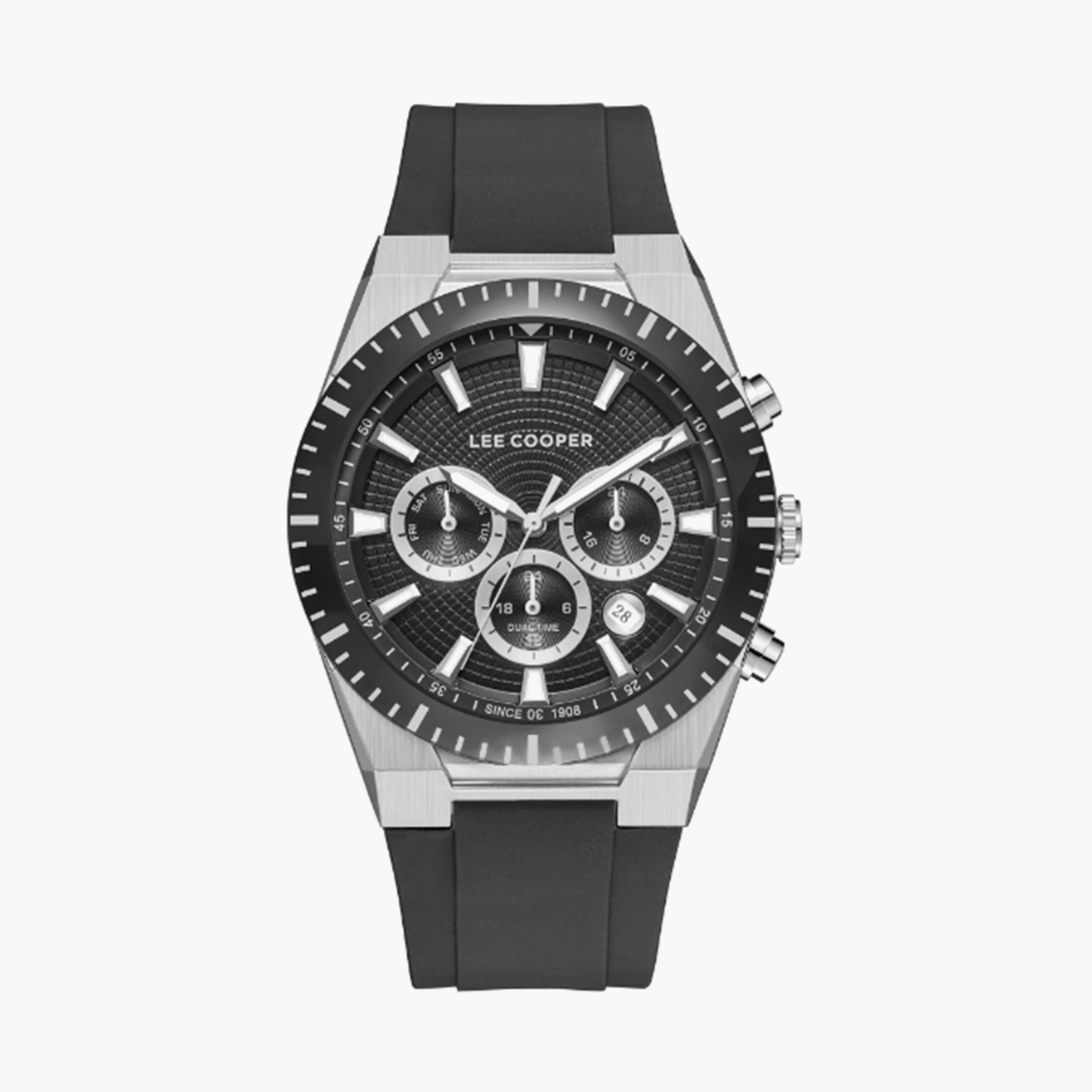 لي كوبر- ساعة  كرونوغراف للرجال سوار سيليكون  42مم لون أسود | LC08088.351-men-watchesandjewellery-watches-image-1
