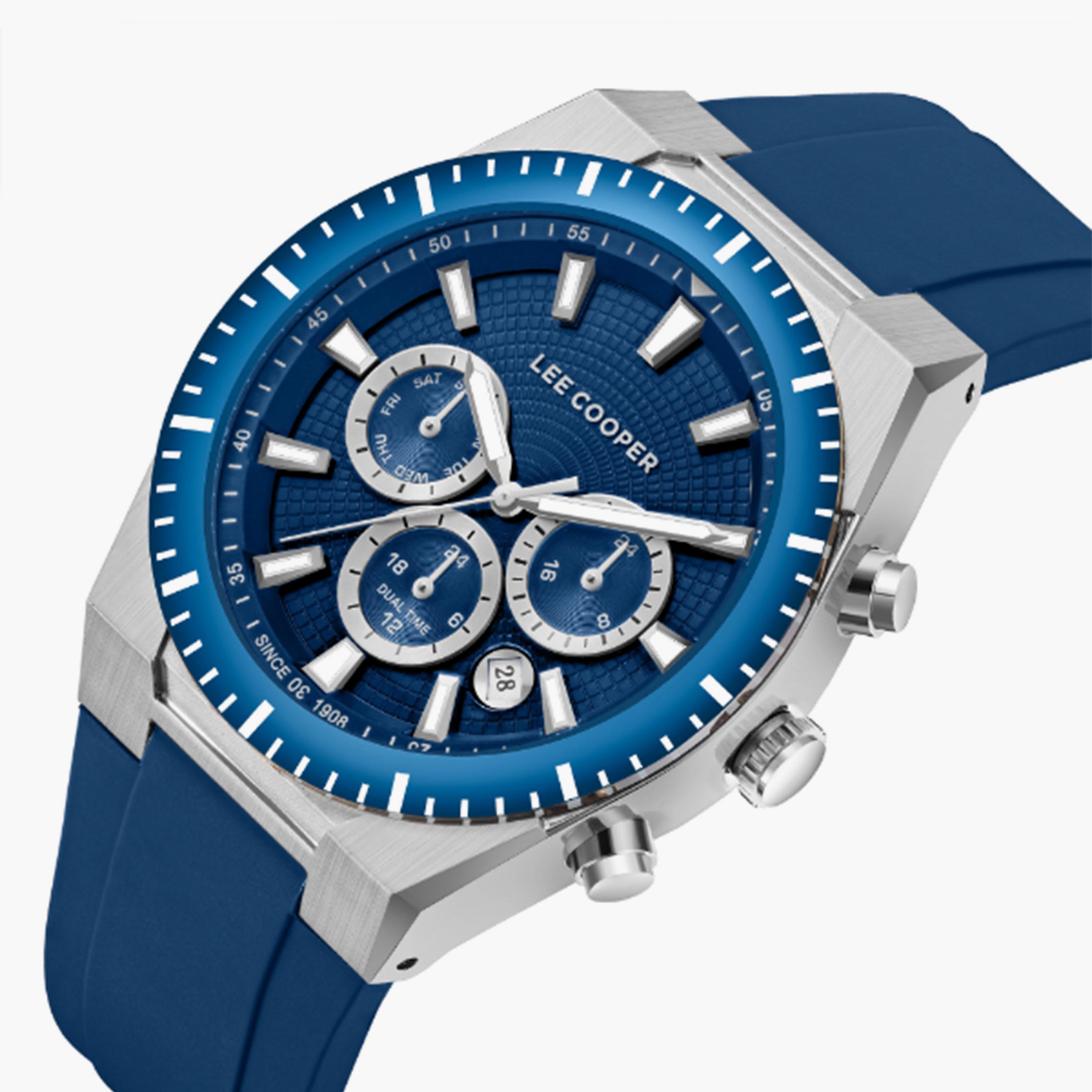 لي كوبر- ساعة  كرونوغراف للرجال سوار سيليكون  42مم لون أزرق | LC08088.399-men-watchesandjewellery-watches-image-2