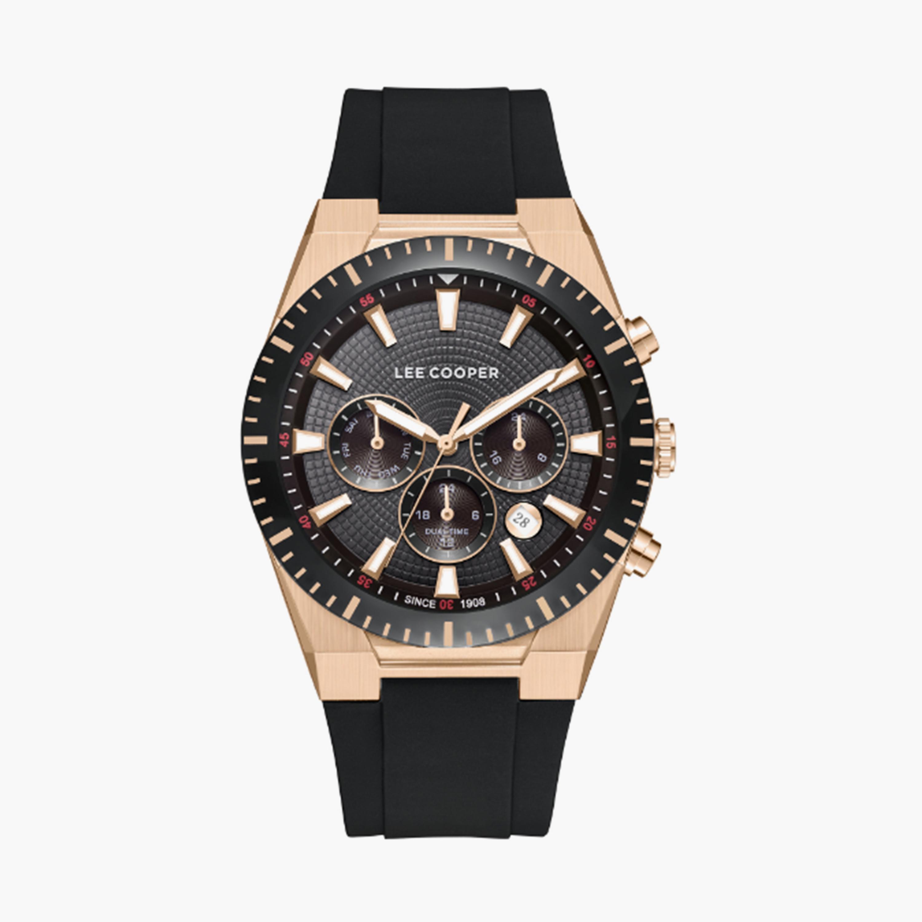 لي كوبر- ساعة  كرونوغراف للرجال سوار سيليكون  42مم لون أسود | LC08088.451-men-watchesandjewellery-watches-image-1