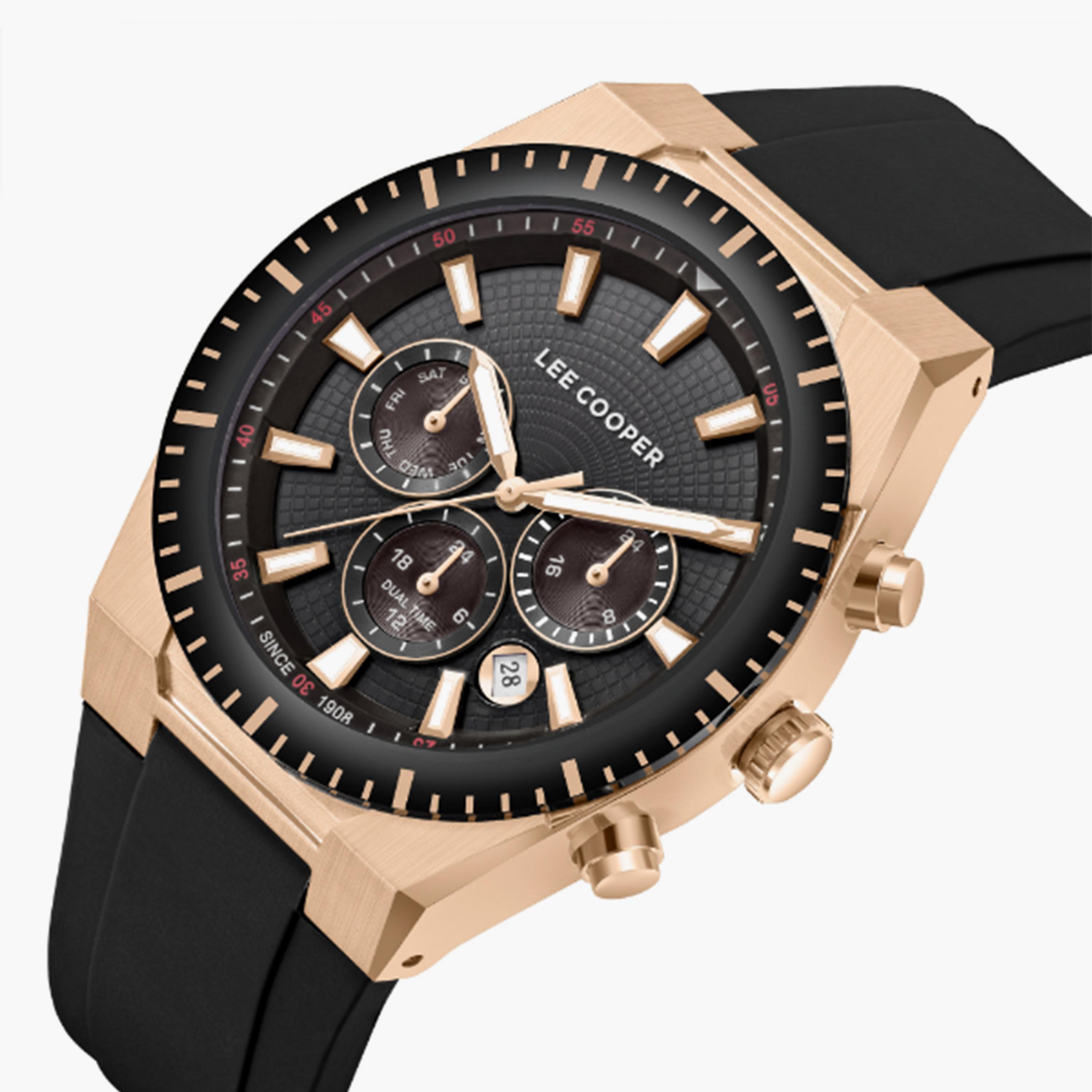 لي كوبر- ساعة  كرونوغراف للرجال سوار سيليكون  42مم لون أسود | LC08088.451-men-watchesandjewellery-watches-image-2