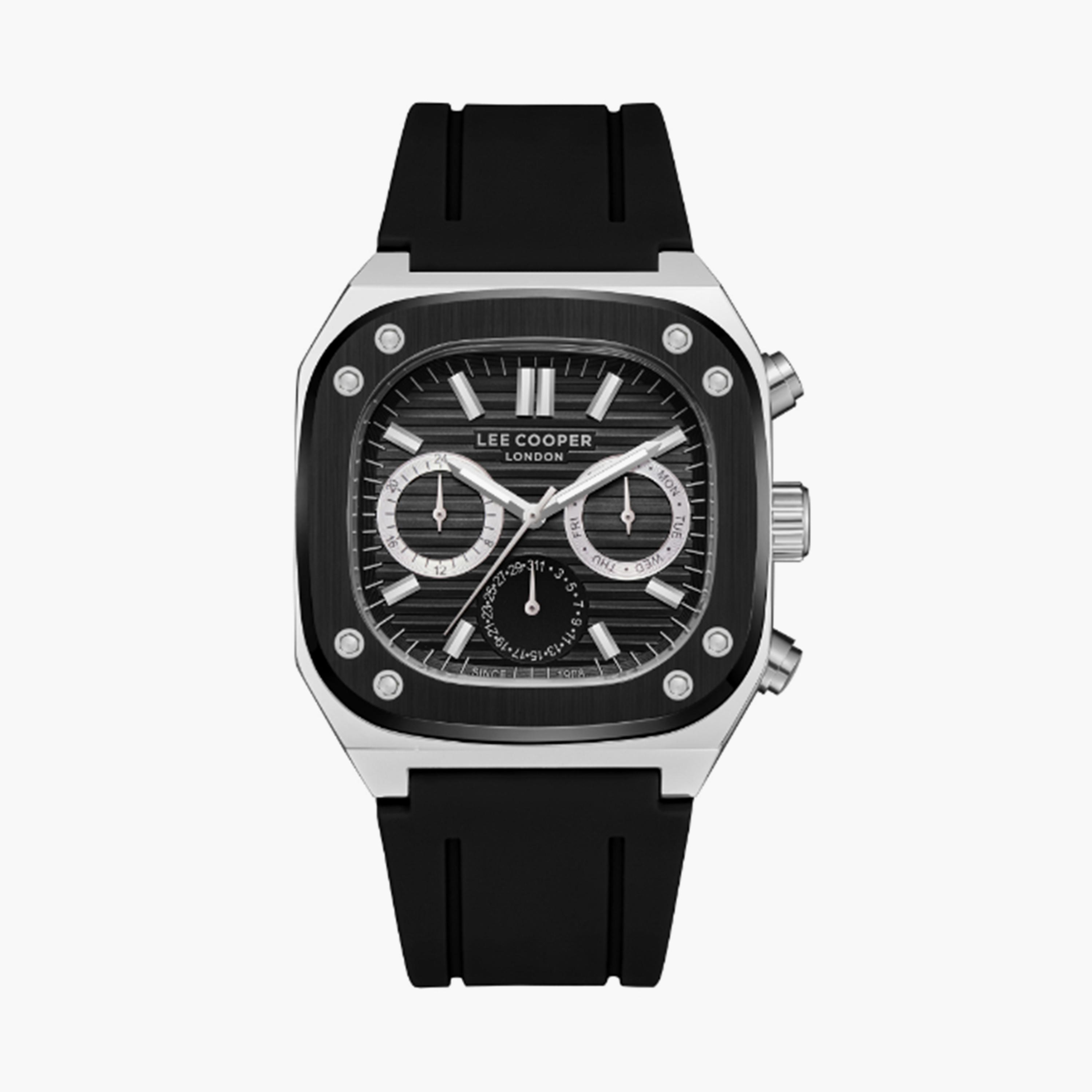 Lee Cooper Men's 48MM Black Chronograph Silicone Strap Watch | LC08022.351-men-watchesandjewellery-watches-image-1