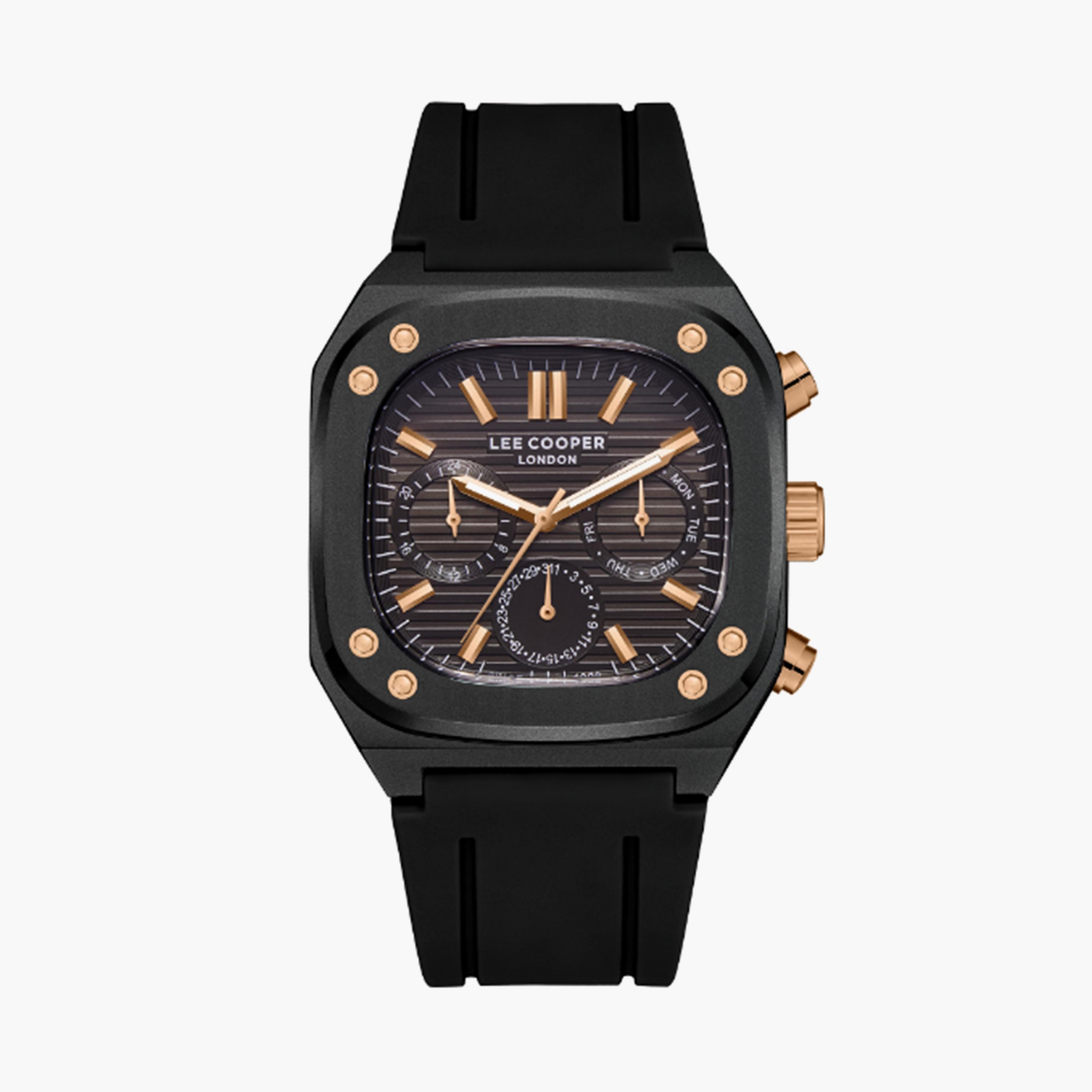 Lee Cooper Men's 48MM Black Chronograph Silicone Strap Watch | LC08022.651-men-watchesandjewellery-watches-image-1
