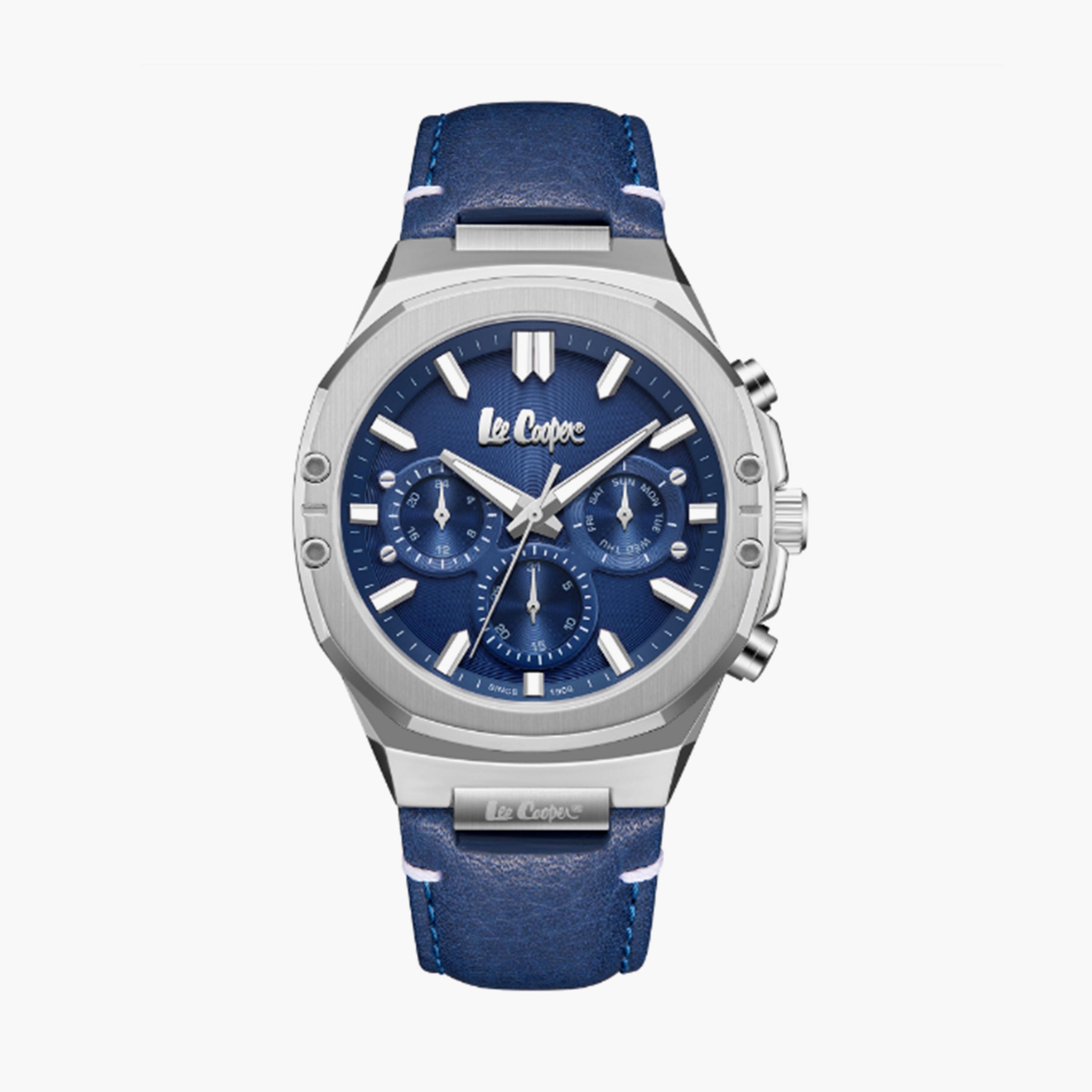 لي كوبر- ساعة  كرونوغراف للنساء سوار جلدي  43مم لون أزرق | LC07992.399-men-watchesandjewellery-watches-image-1