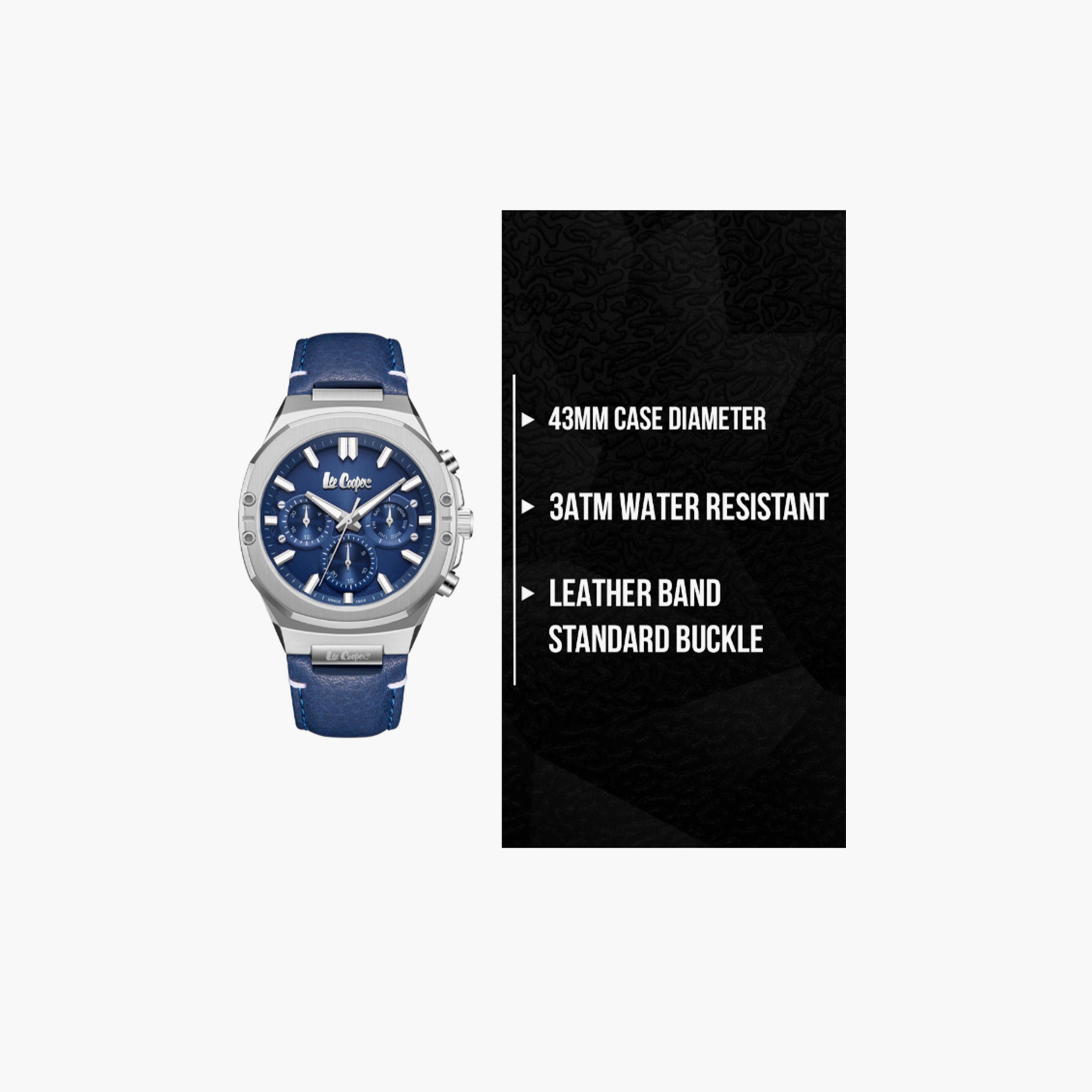 لي كوبر- ساعة  كرونوغراف للنساء سوار جلدي  43مم لون أزرق | LC07992.399-men-watchesandjewellery-watches-image-9