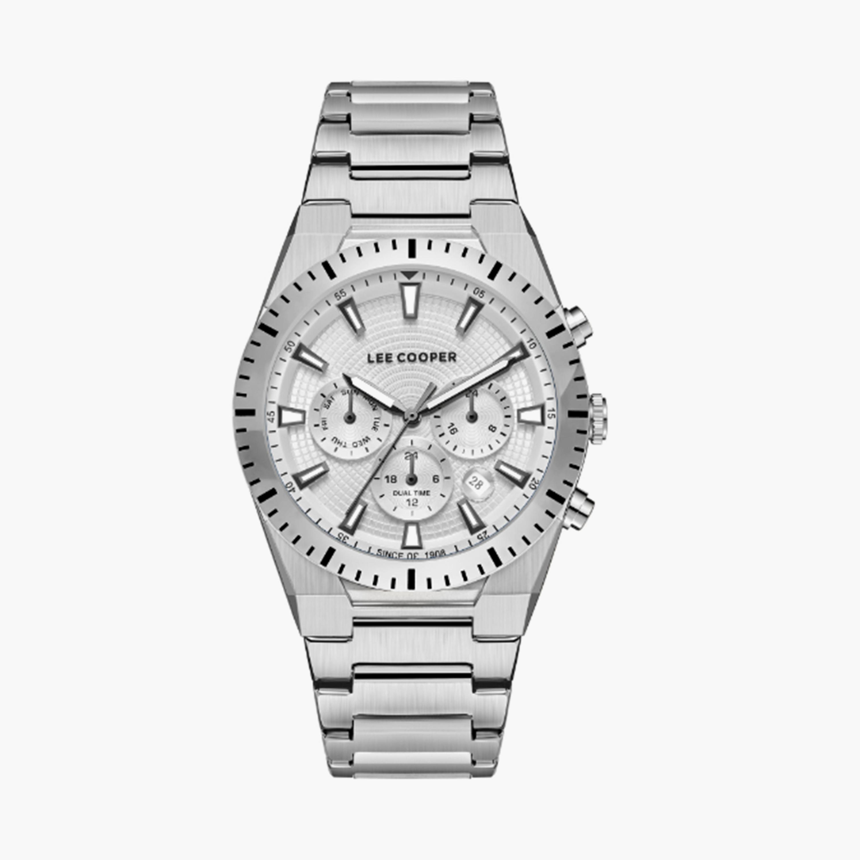 Lee Cooper Men's 42MM Silver Chronograph Metal Strap Watch | LC08100.330-men-watchesandjewellery-watches-image-1