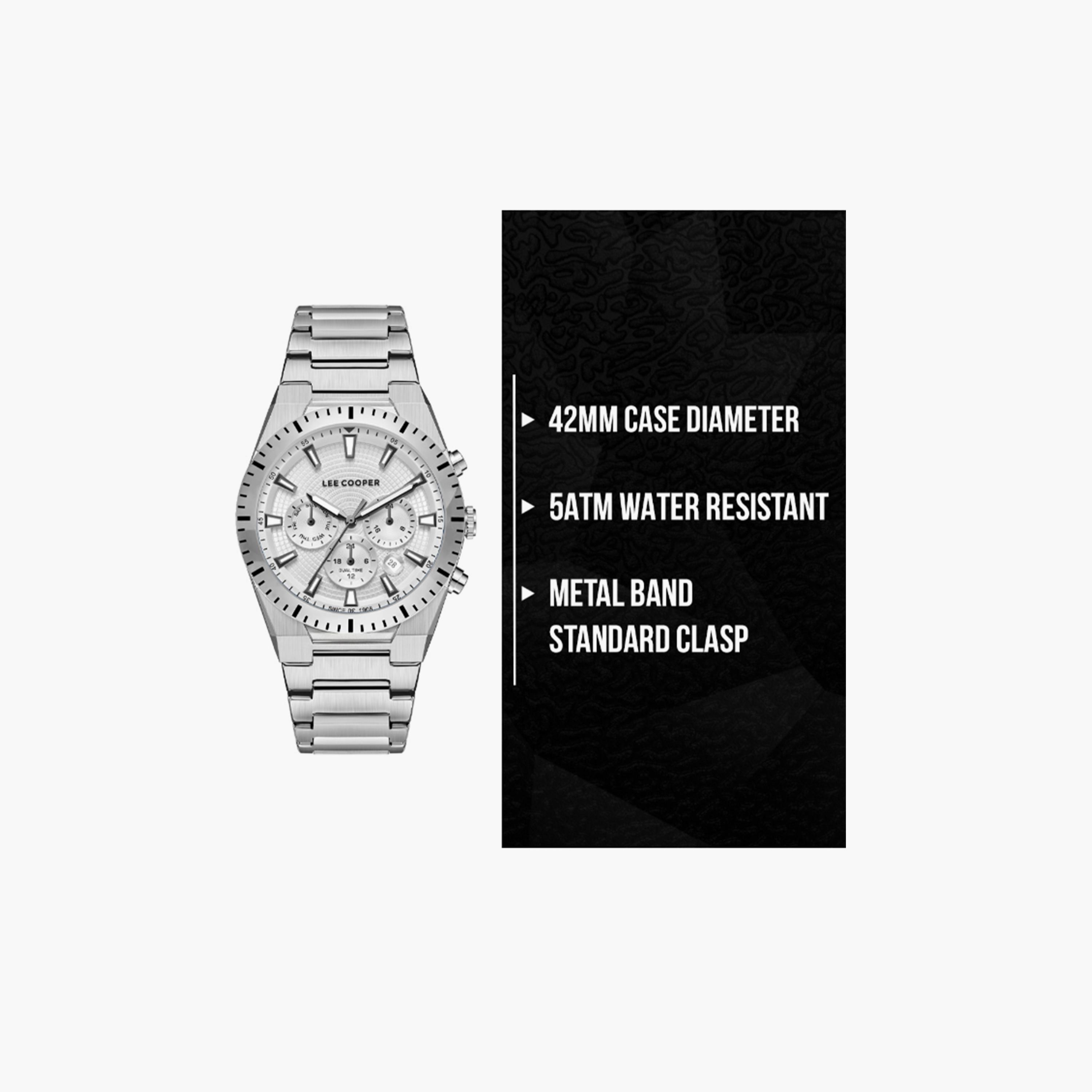 Lee Cooper Men's 42MM Silver Chronograph Metal Strap Watch | LC08100.330-men-watchesandjewellery-watches-image-9