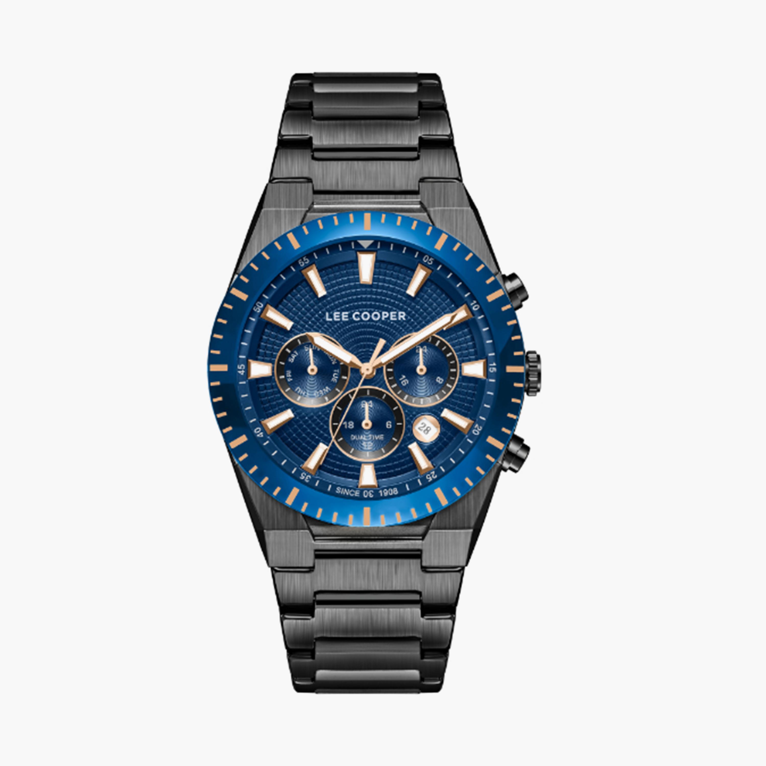 لي كوبر- ساعة  كرونوغراف للرجال سوار معدني  42مم لون أسود | LC08100.090-men-watchesandjewellery-watches-image-1