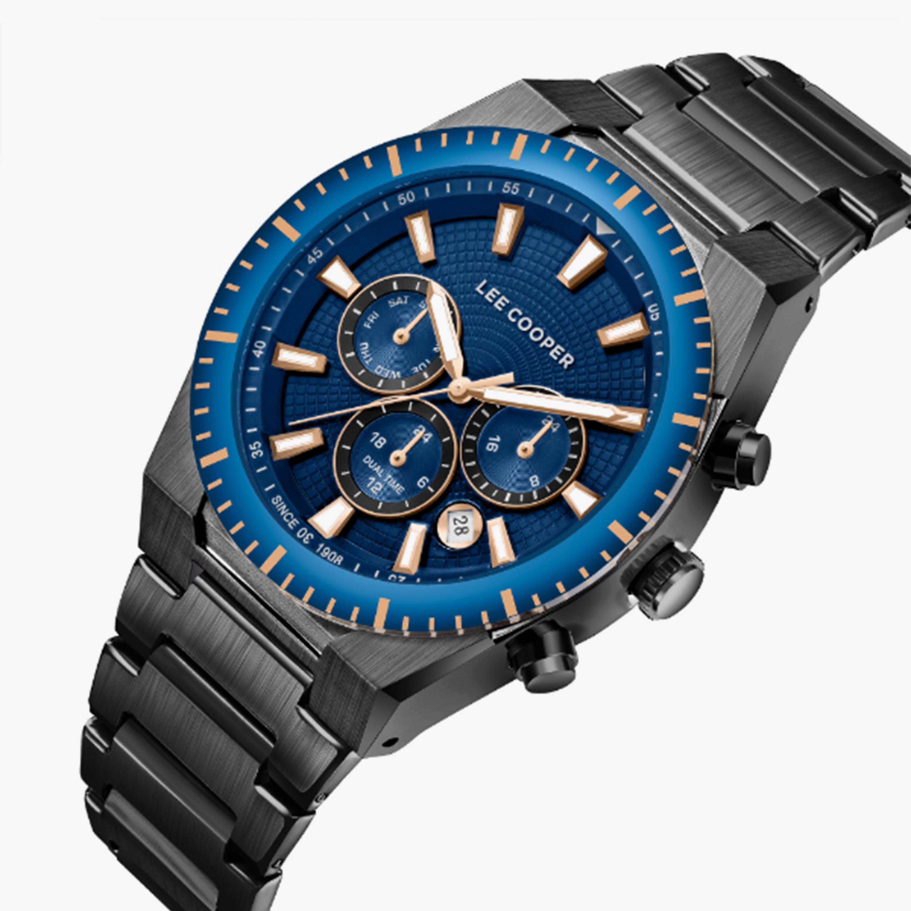 لي كوبر- ساعة  كرونوغراف للرجال سوار معدني  42مم لون أسود | LC08100.090-men-watchesandjewellery-watches-image-2