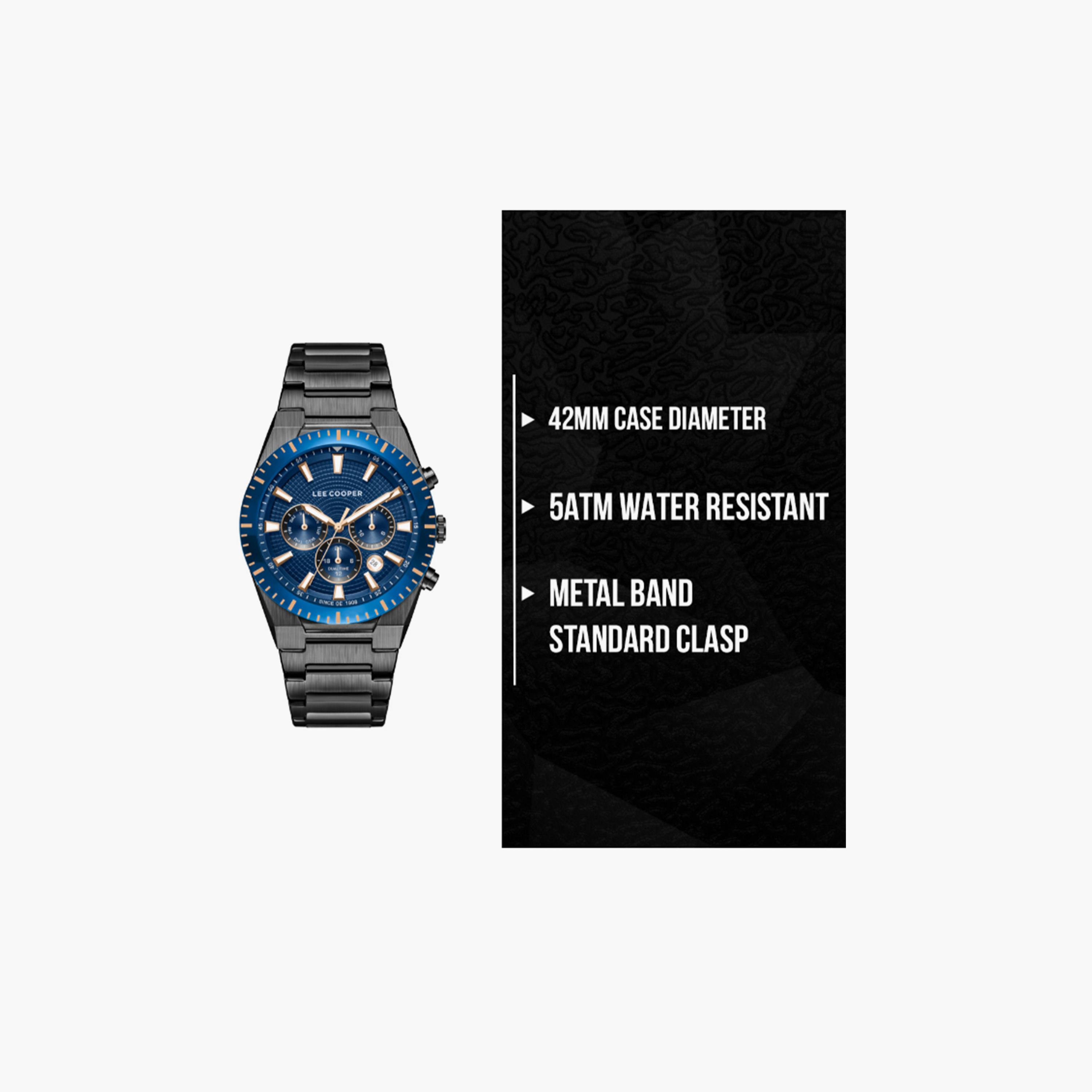 لي كوبر- ساعة  كرونوغراف للرجال سوار معدني  42مم لون أسود | LC08100.090-men-watchesandjewellery-watches-image-9