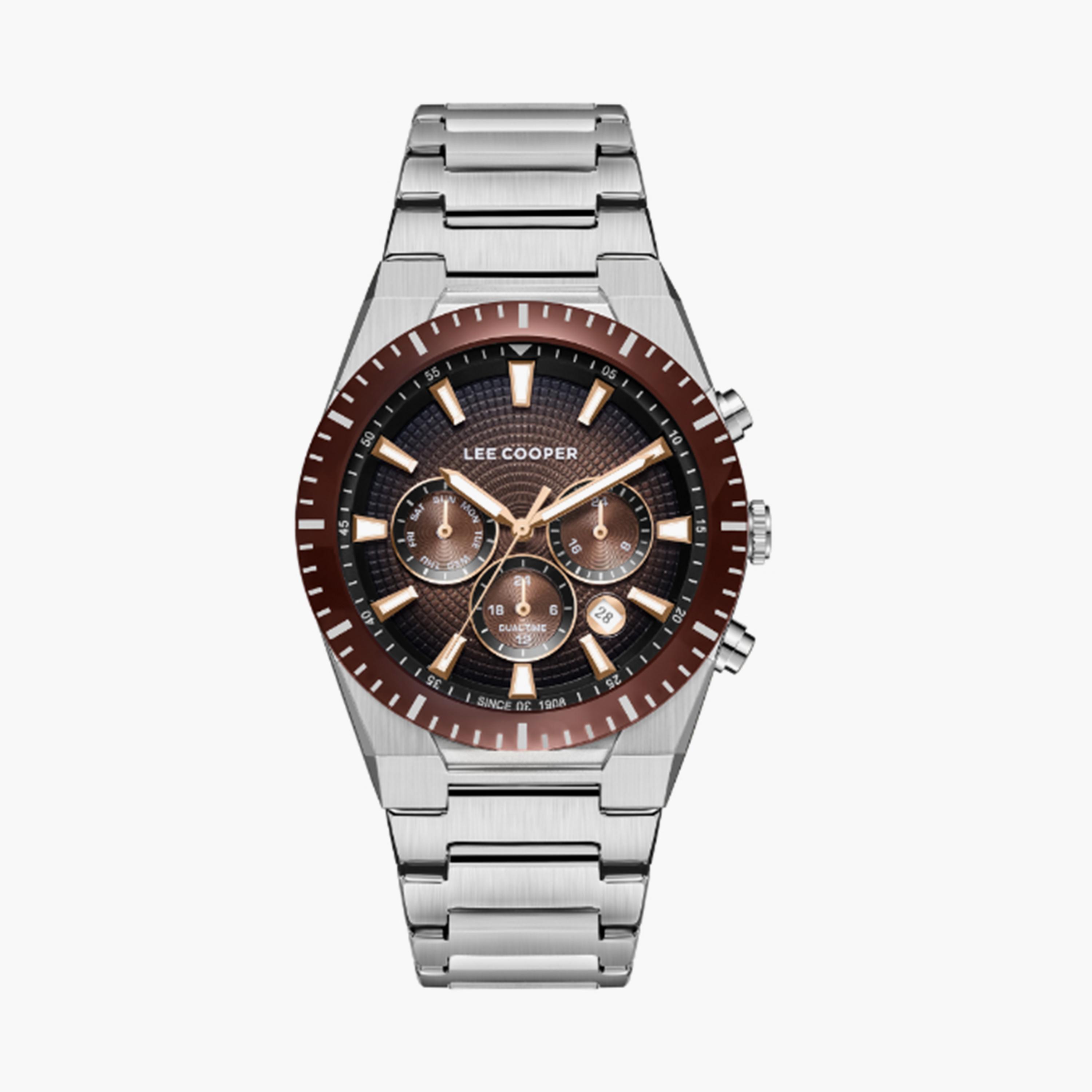 لي كوبر- ساعة  كرونوغراف للرجال سوار معدني  42مم لون فضي | LC08100.340-men-watchesandjewellery-watches-image-1