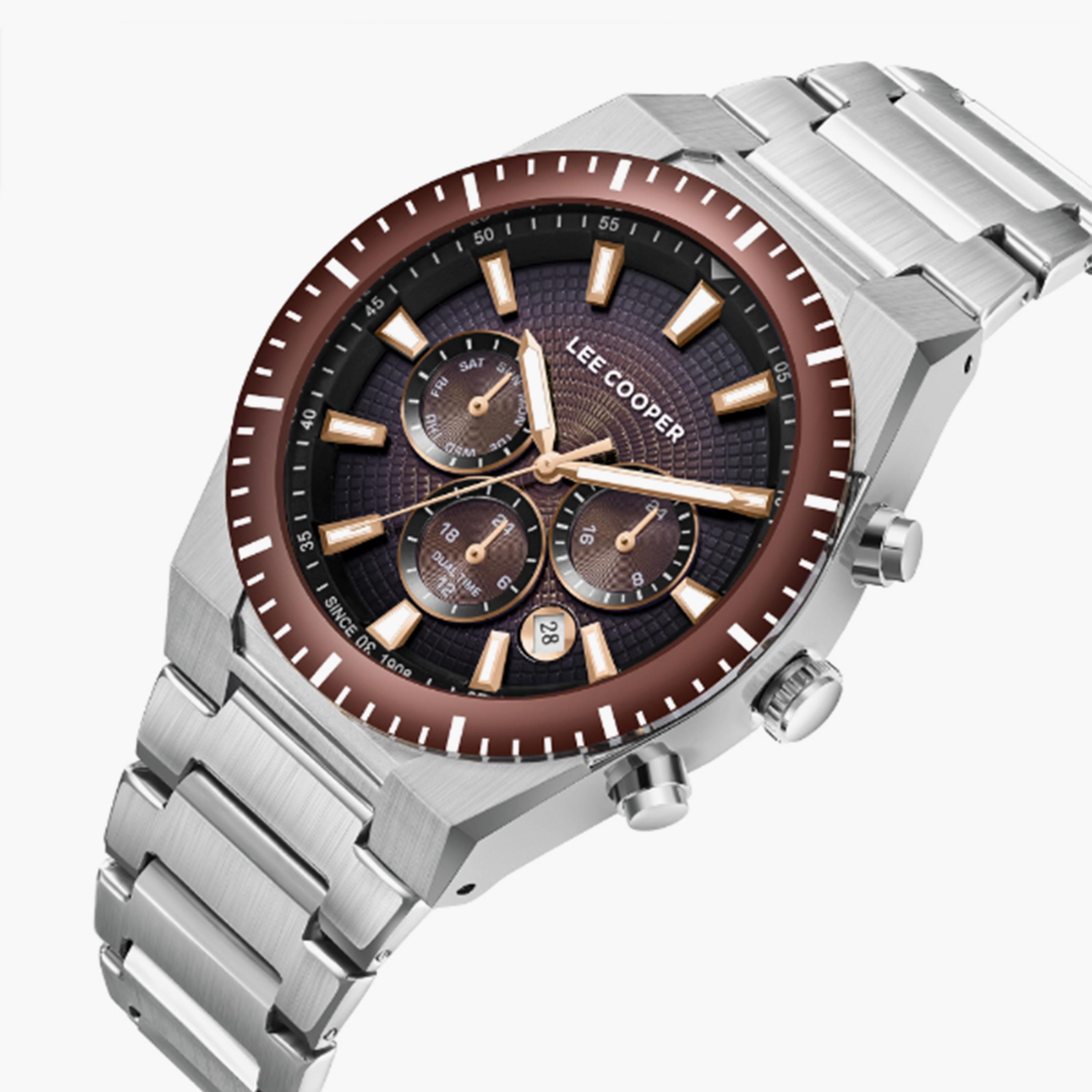 لي كوبر- ساعة  كرونوغراف للرجال سوار معدني  42مم لون فضي | LC08100.340-men-watchesandjewellery-watches-image-2