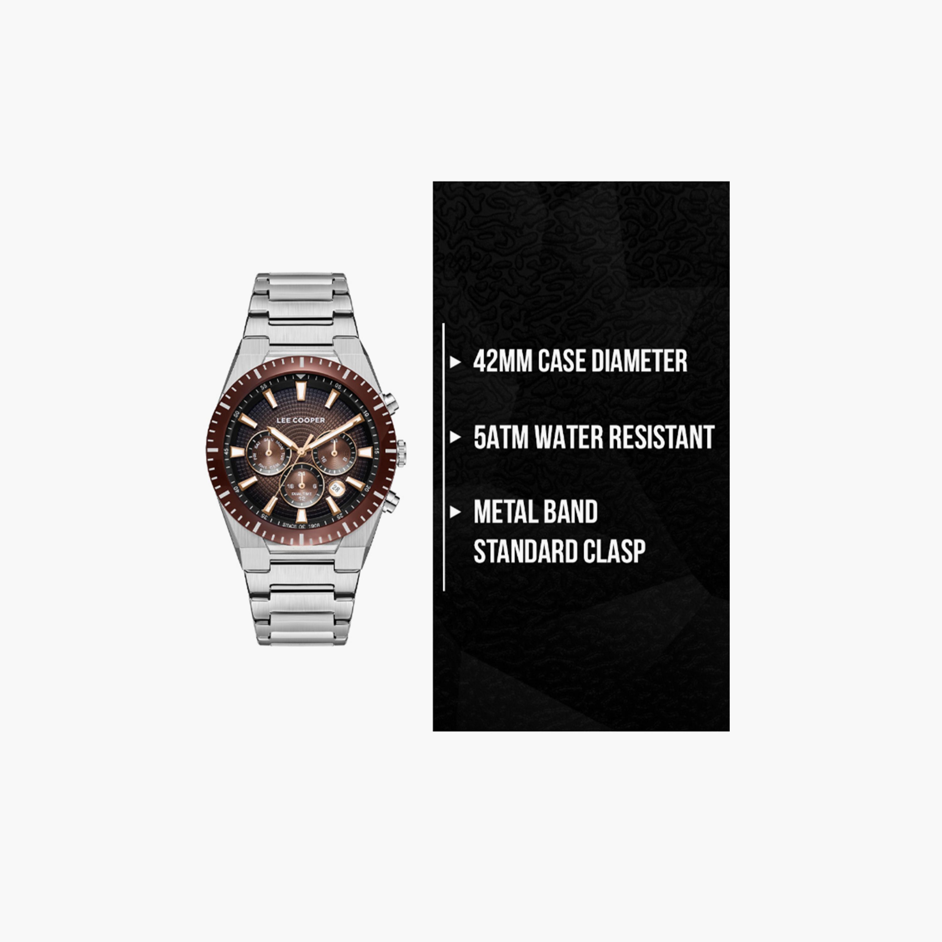 لي كوبر- ساعة  كرونوغراف للرجال سوار معدني  42مم لون فضي | LC08100.340-men-watchesandjewellery-watches-image-9