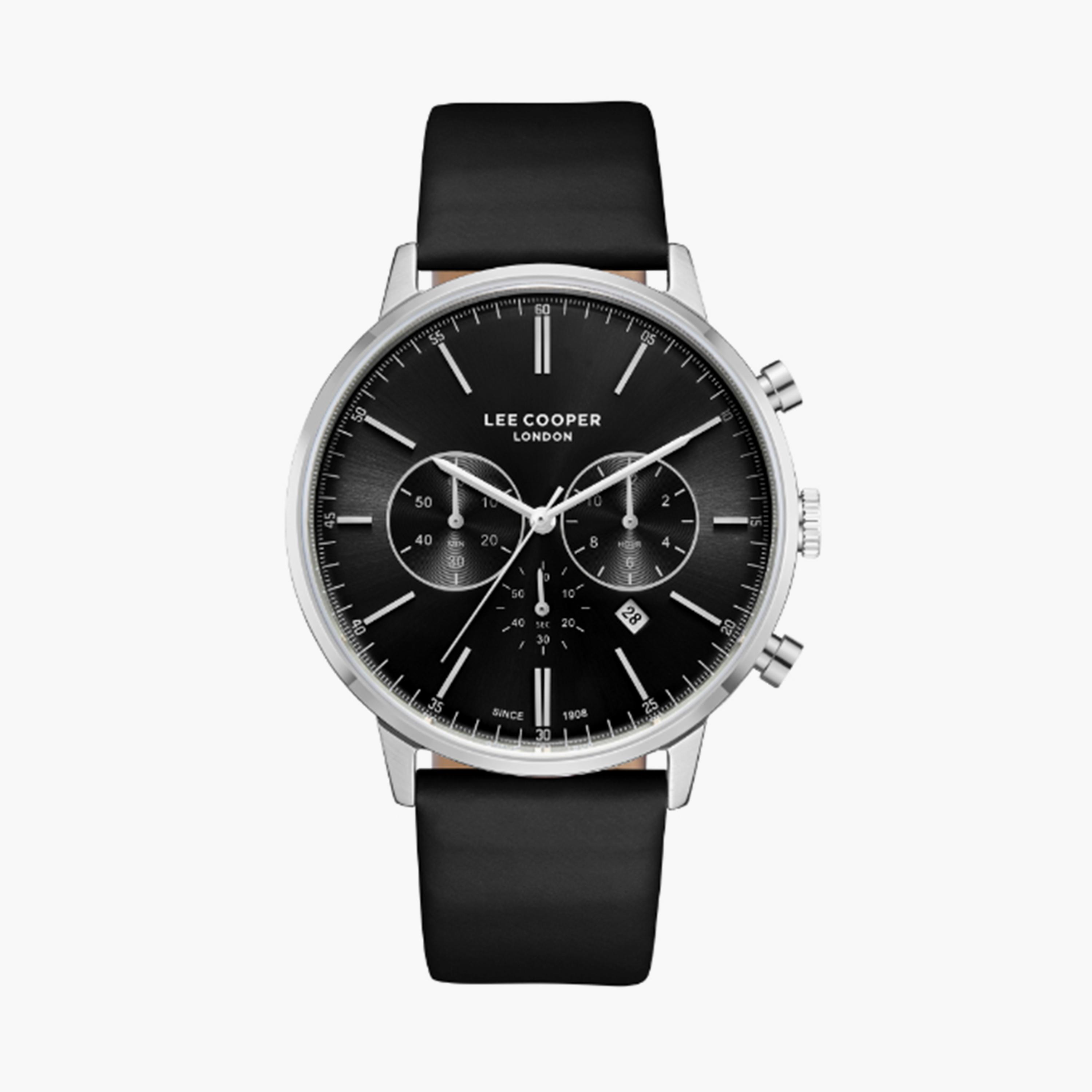 Lee Cooper Men's 45MM Black Chronograph Leather Strap Watch | LC08043.351-men-watchesandjewellery-watches-image-1