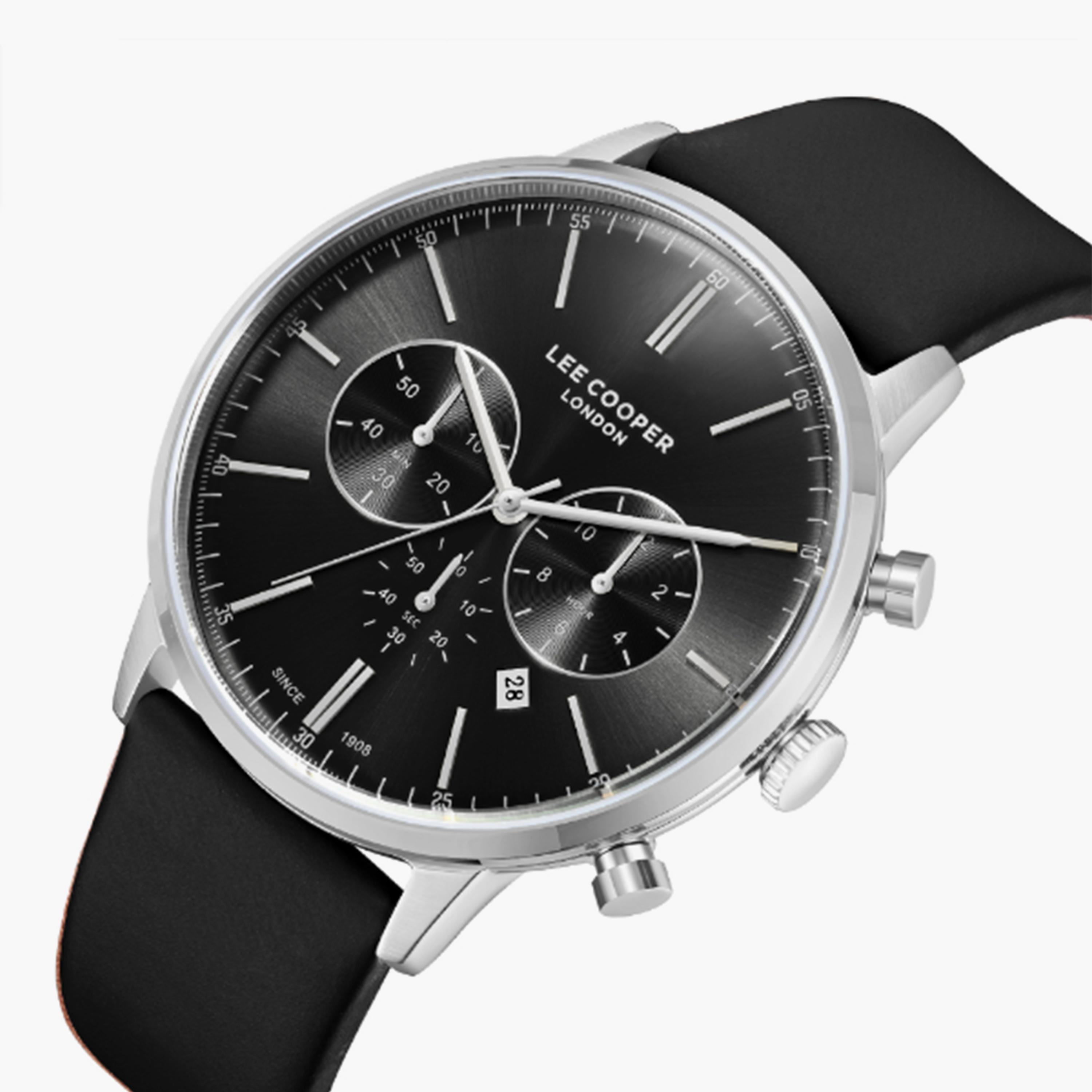 Lee Cooper Men's 45MM Black Chronograph Leather Strap Watch | LC08043.351-men-watchesandjewellery-watches-image-2