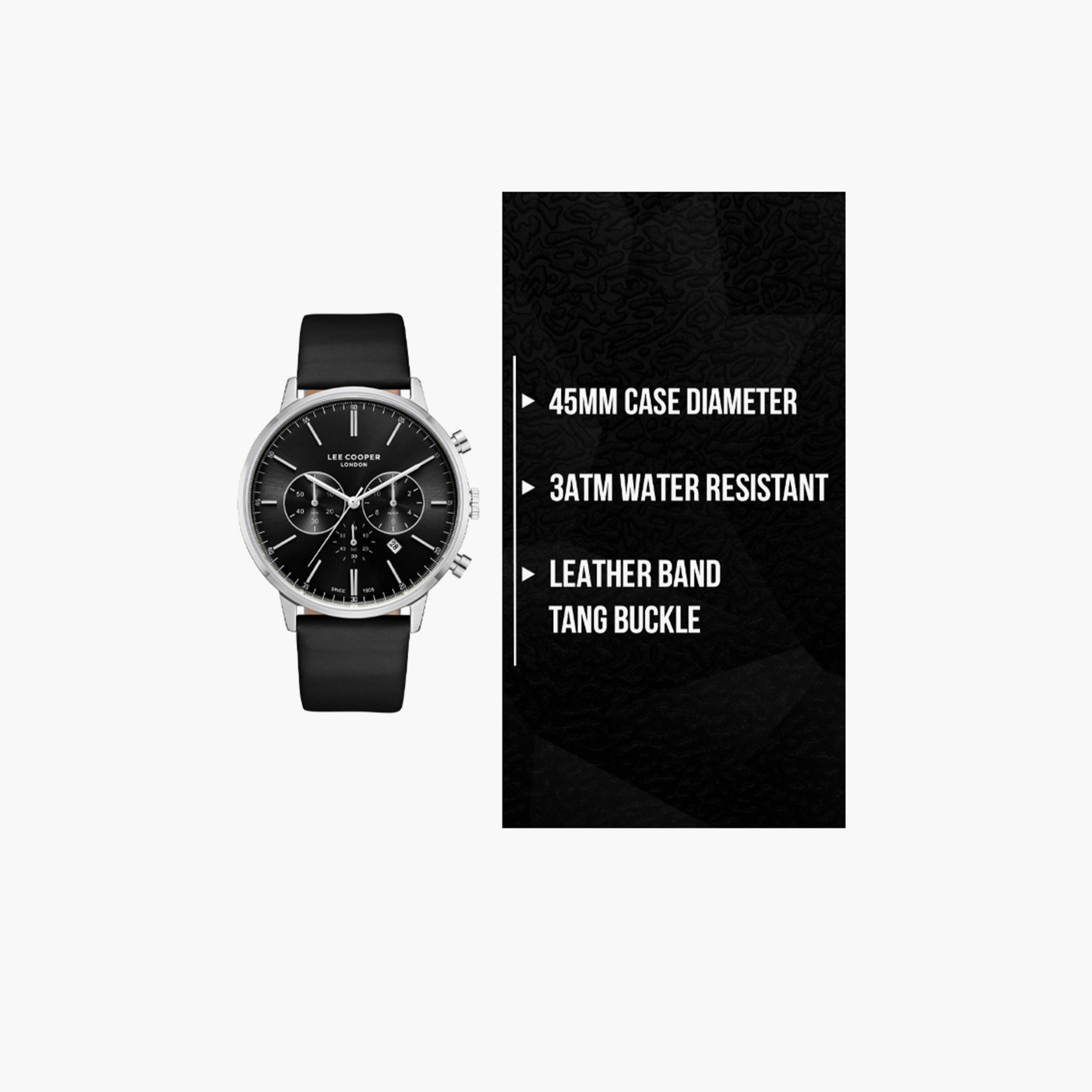 Lee Cooper Men's 45MM Black Chronograph Leather Strap Watch | LC08043.351-men-watchesandjewellery-watches-image-9