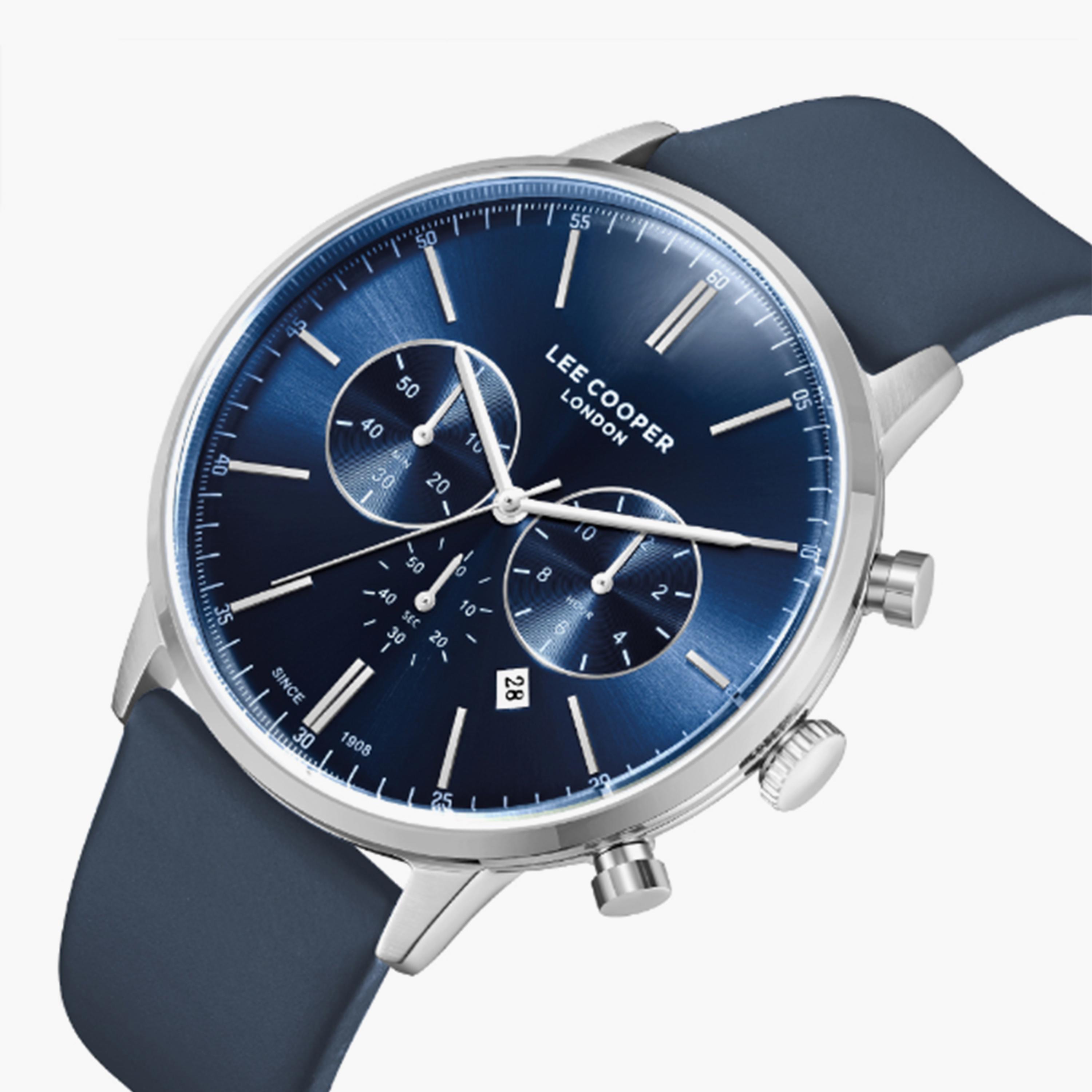 لي كوبر- ساعة  كرونوغراف للرجال سوار جلدي  45مم لون أزرق | LC08043.399-men-watchesandjewellery-watches-image-2