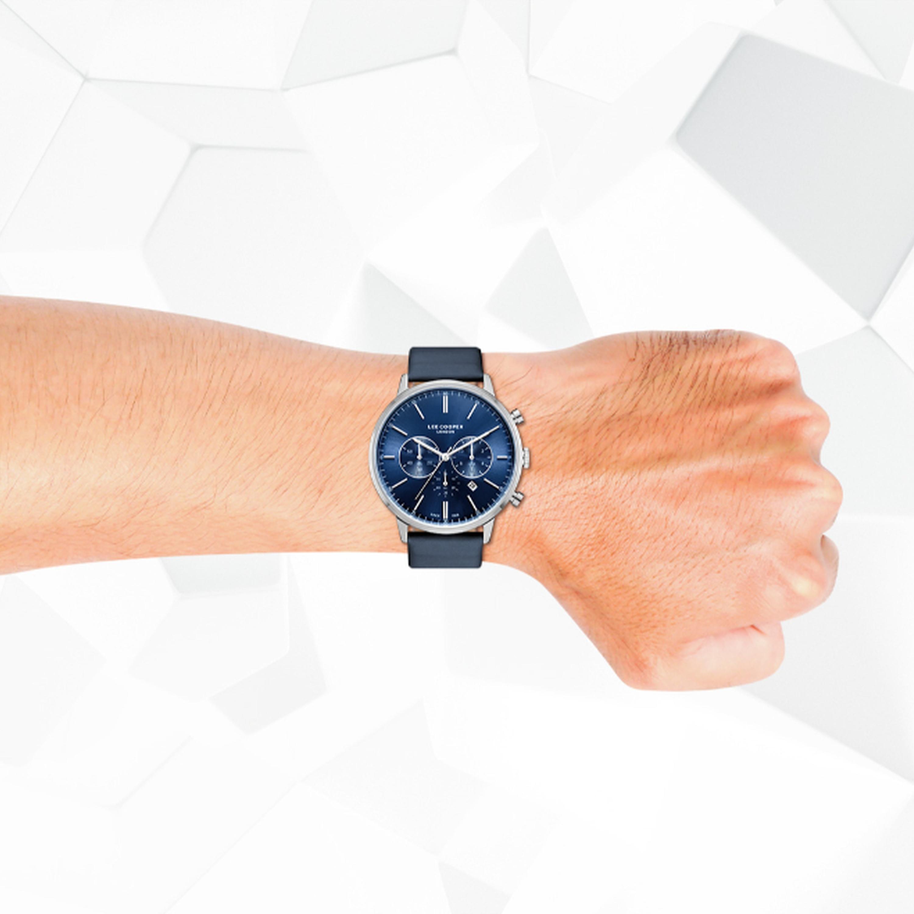 لي كوبر- ساعة  كرونوغراف للرجال سوار جلدي  45مم لون أزرق | LC08043.399-men-watchesandjewellery-watches-image-8