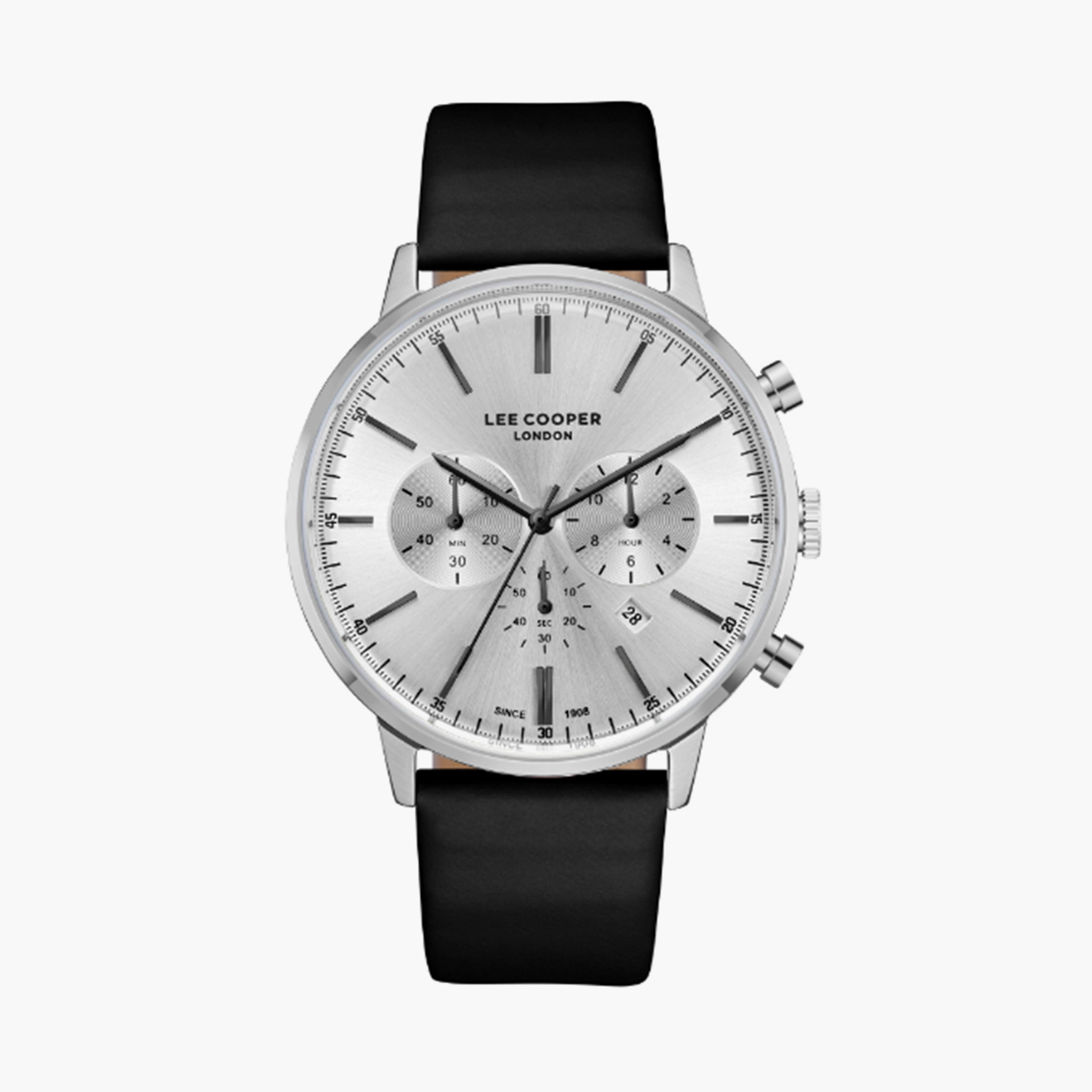 Lee Cooper Men's 45MM Black Chronograph Leather Strap Watch | LC08043.331-men-watchesandjewellery-watches-image-1