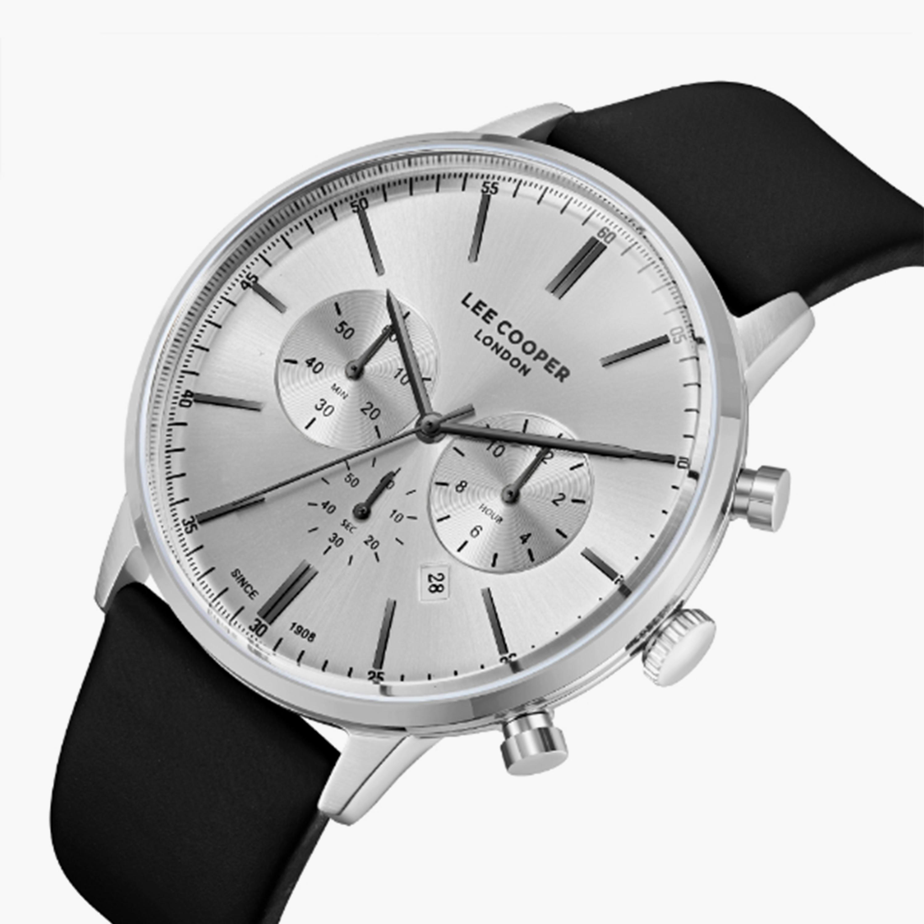 Lee Cooper Men's 45MM Black Chronograph Leather Strap Watch | LC08043.331-men-watchesandjewellery-watches-image-2