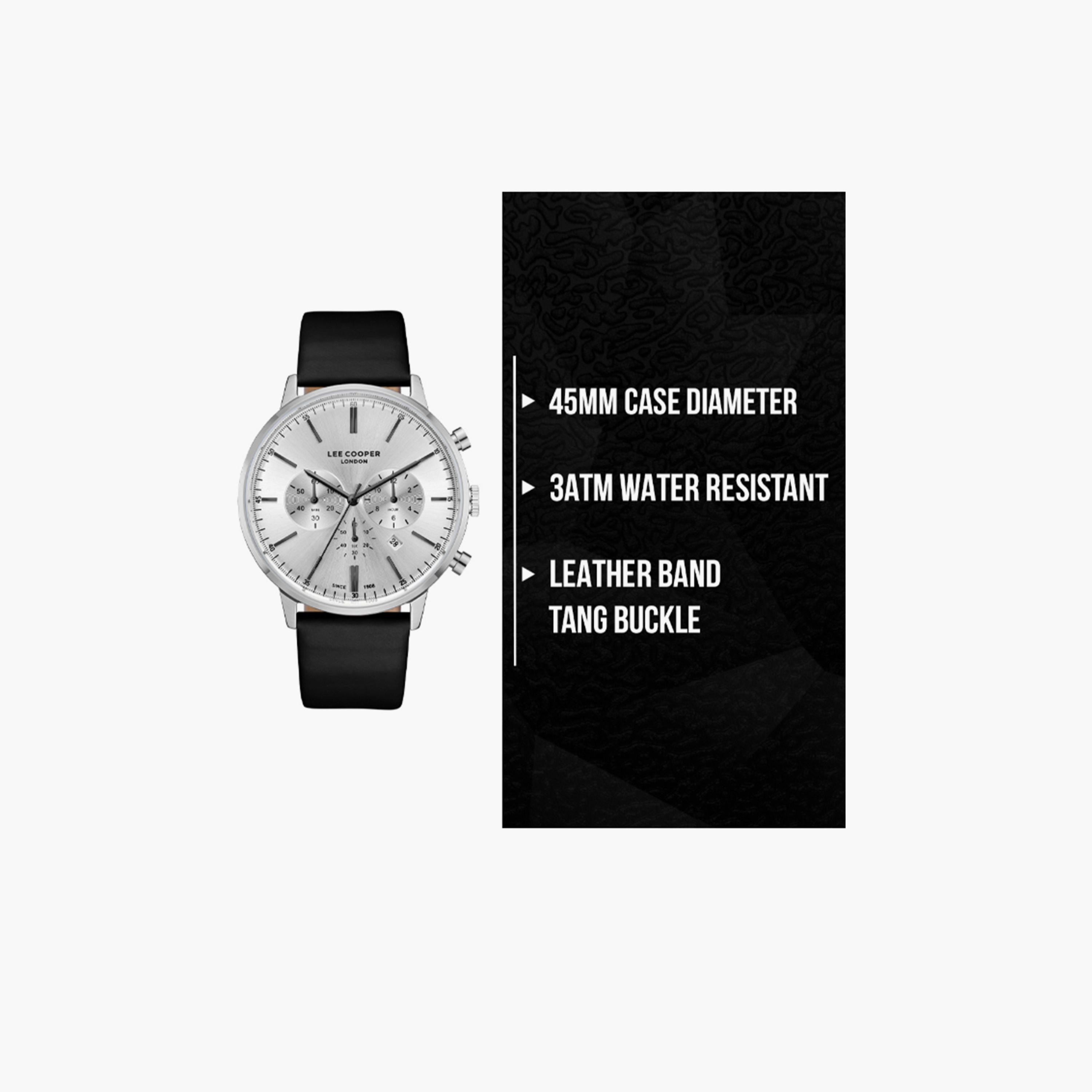 Lee Cooper Men's 45MM Black Chronograph Leather Strap Watch | LC08043.331-men-watchesandjewellery-watches-image-9