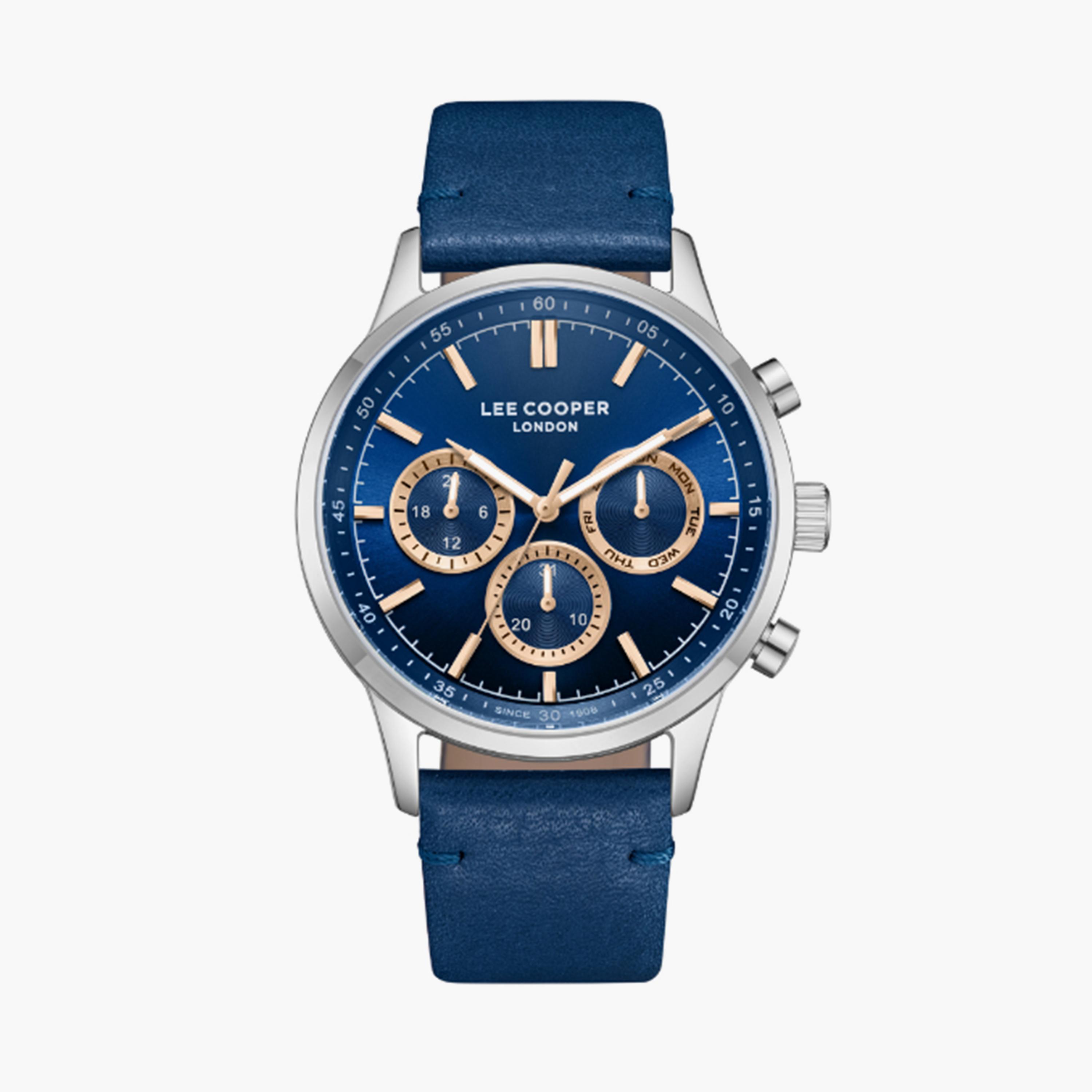 Lee Cooper Men's 44MM Blue Chronograph Leather Strap Watch | LC08001.599-men-watchesandjewellery-watches-image-1