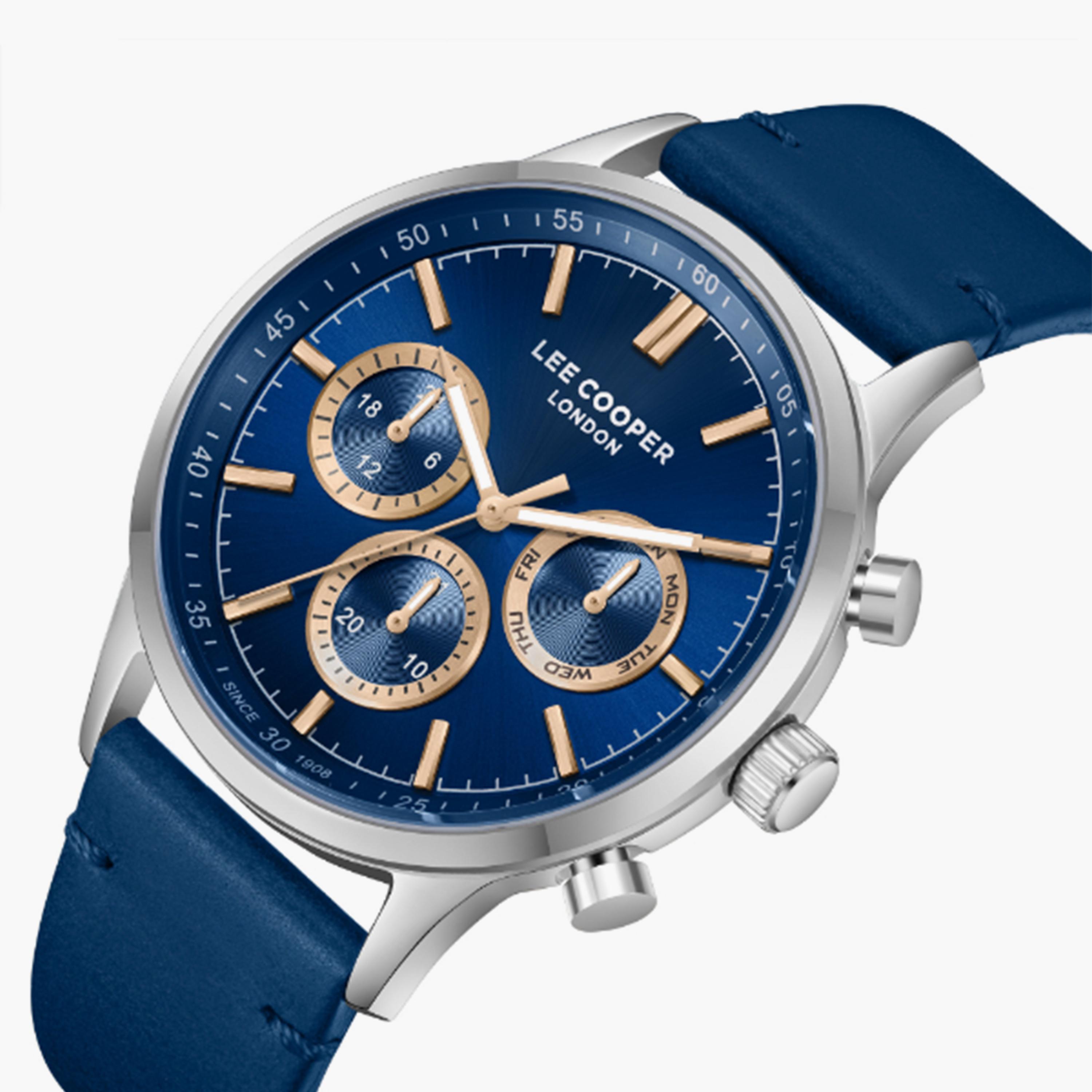 Lee Cooper Men's 44MM Blue Chronograph Leather Strap Watch | LC08001.599-men-watchesandjewellery-watches-image-2