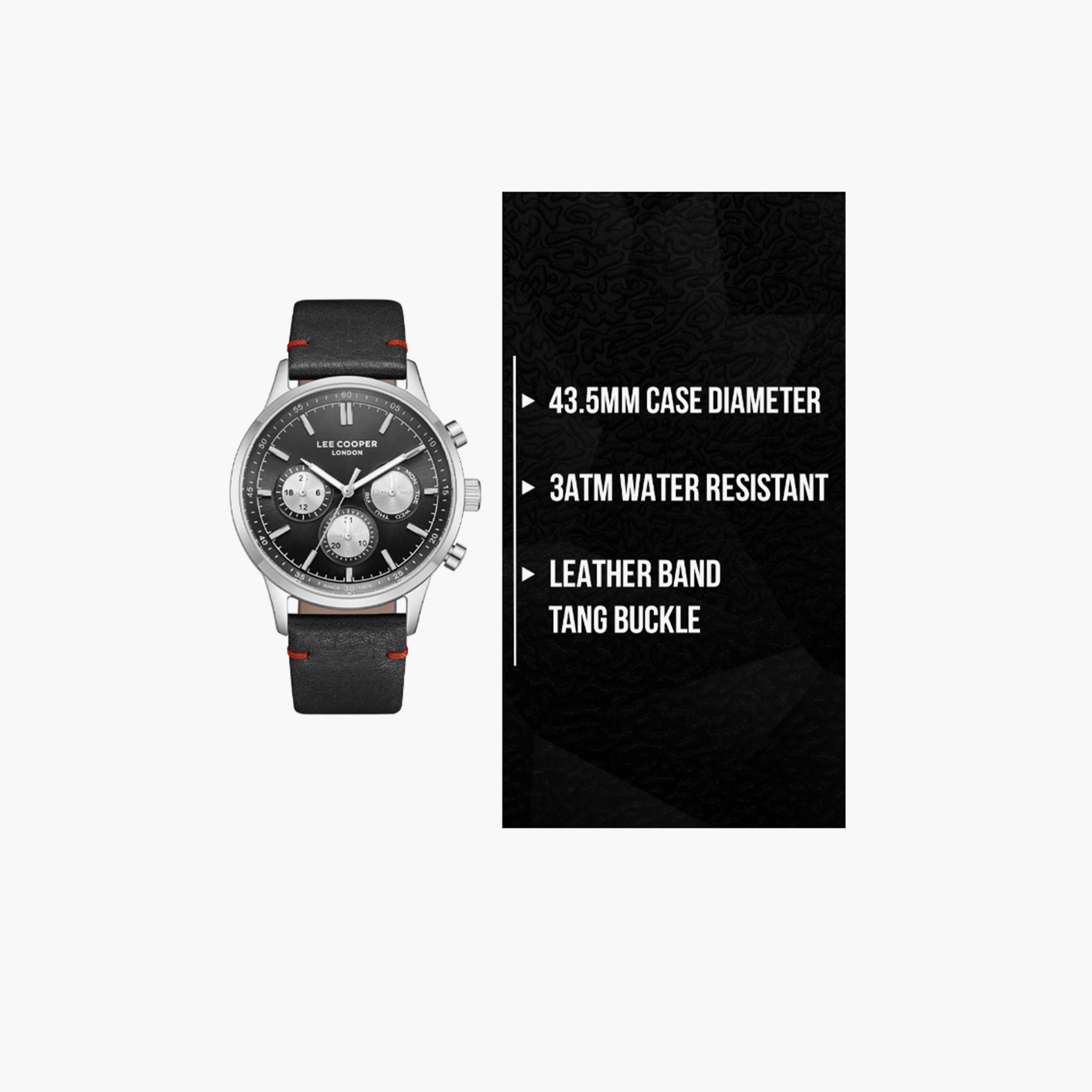 لي كوبر- ساعة  كرونوغراف للرجال سوار جلدي  44مم لون أسود | LC08001.351-men-watchesandjewellery-watches-image-9