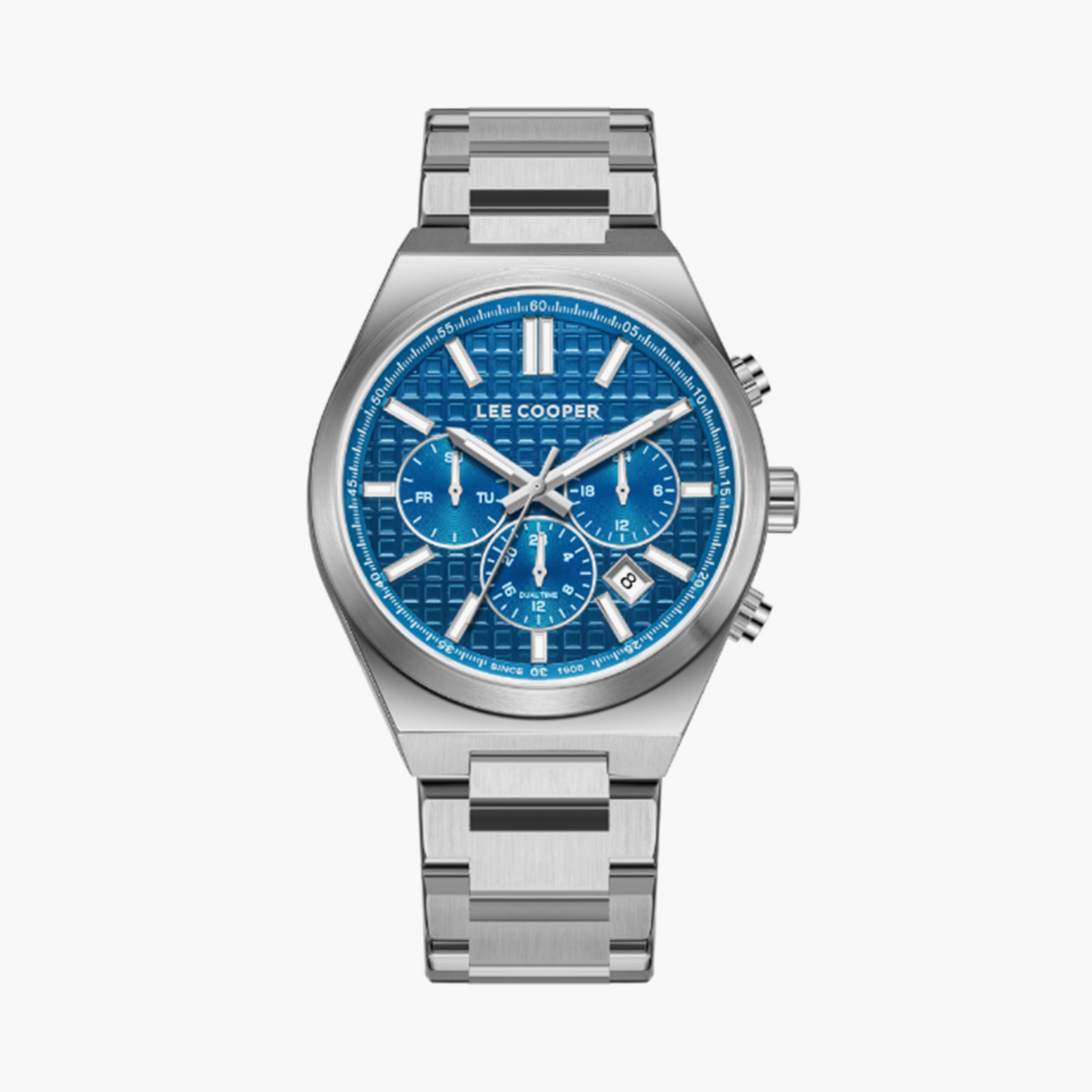 Lee Cooper Men's 41MM Silver Chronograph Metal Strap Watch | LC08084.390-men-watchesandjewellery-watches-image-1
