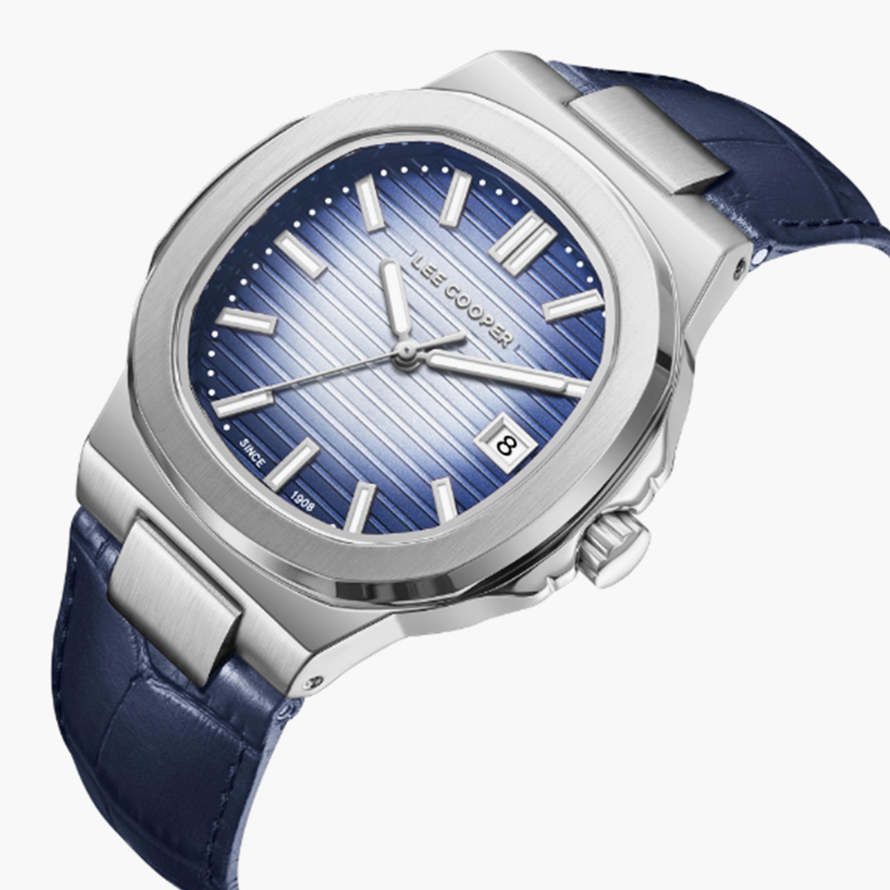 لي كوبر- ساعة  تناظرية للرجال سوار جلدي  42مم لون أزرق | LC08108.399-men-watchesandjewellery-watches-image-4