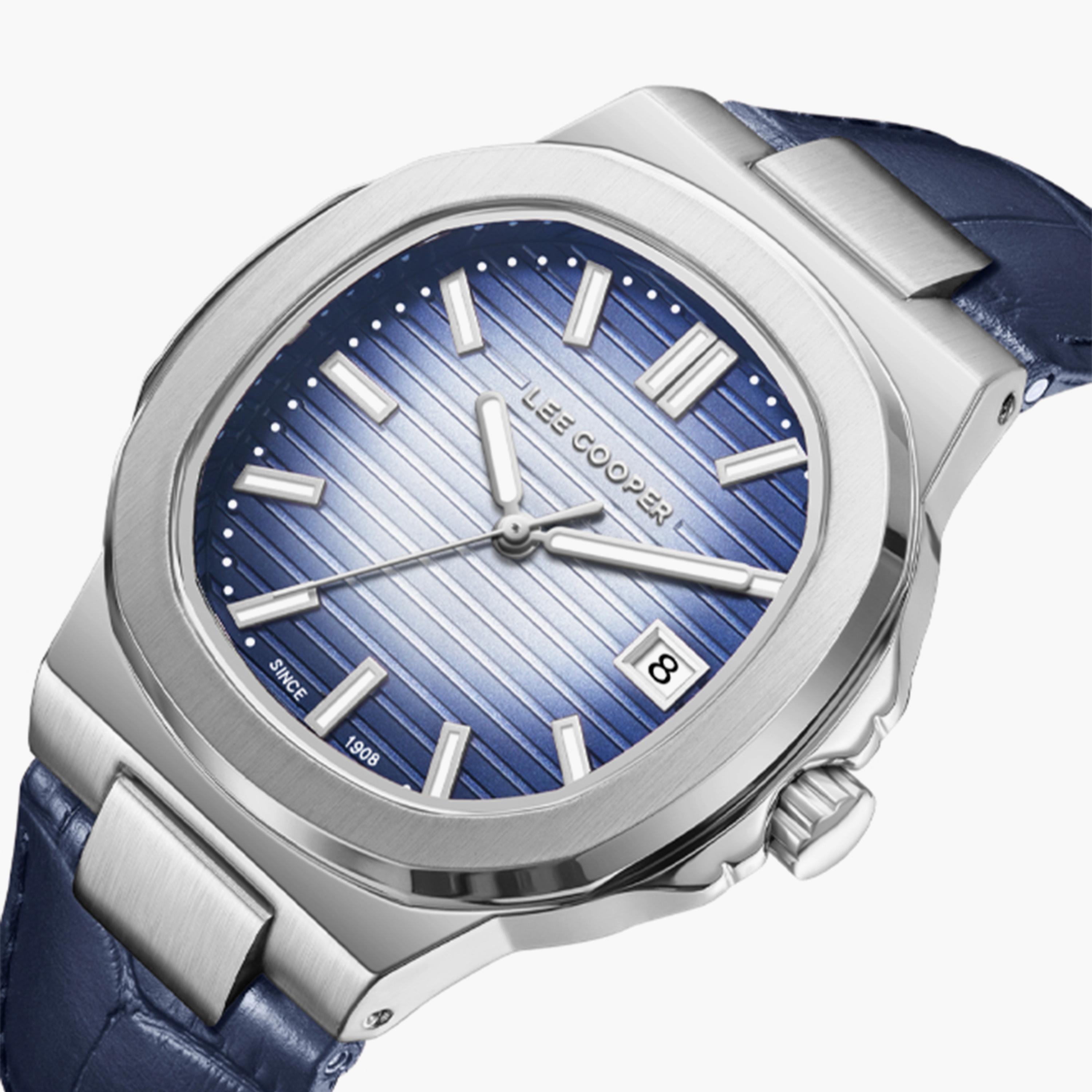 لي كوبر- ساعة  تناظرية للرجال سوار جلدي  42مم لون أزرق | LC08108.399-men-watchesandjewellery-watches-image-5