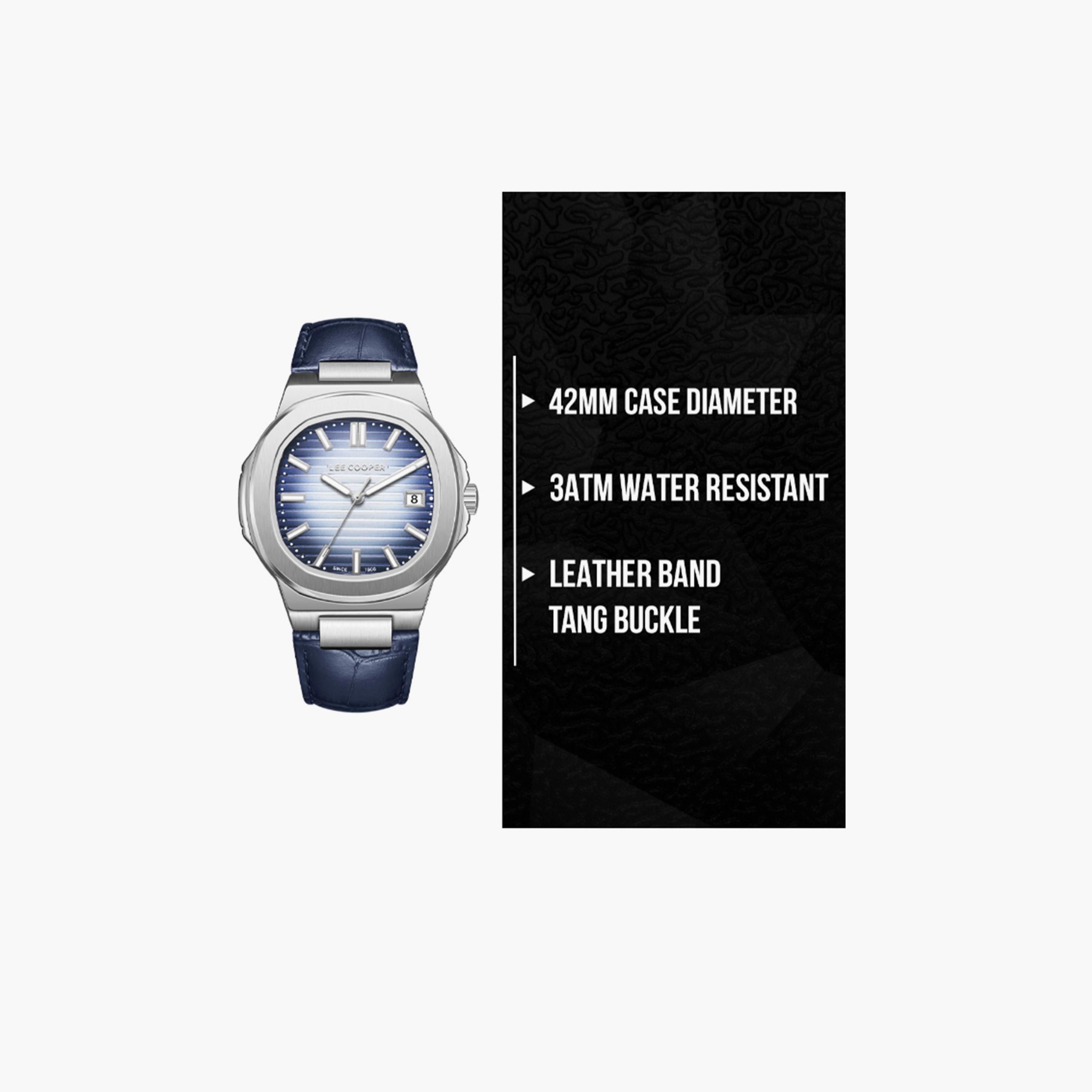 لي كوبر- ساعة  تناظرية للرجال سوار جلدي  42مم لون أزرق | LC08108.399-men-watchesandjewellery-watches-image-9