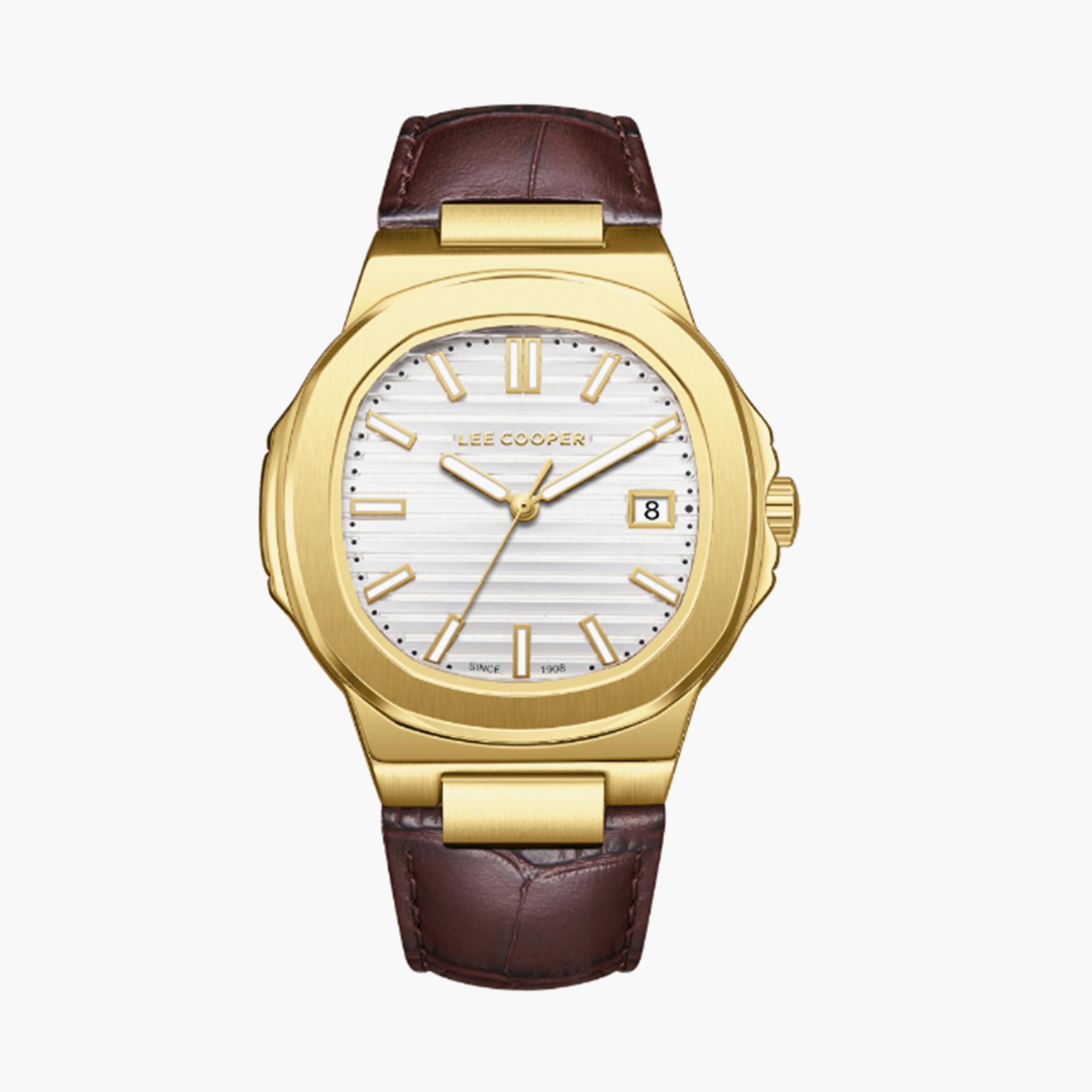 Lee Cooper Men's 42MM Brown Analog Leather Strap Watch | LC08108.134-men-watchesandjewellery-watches-image-1