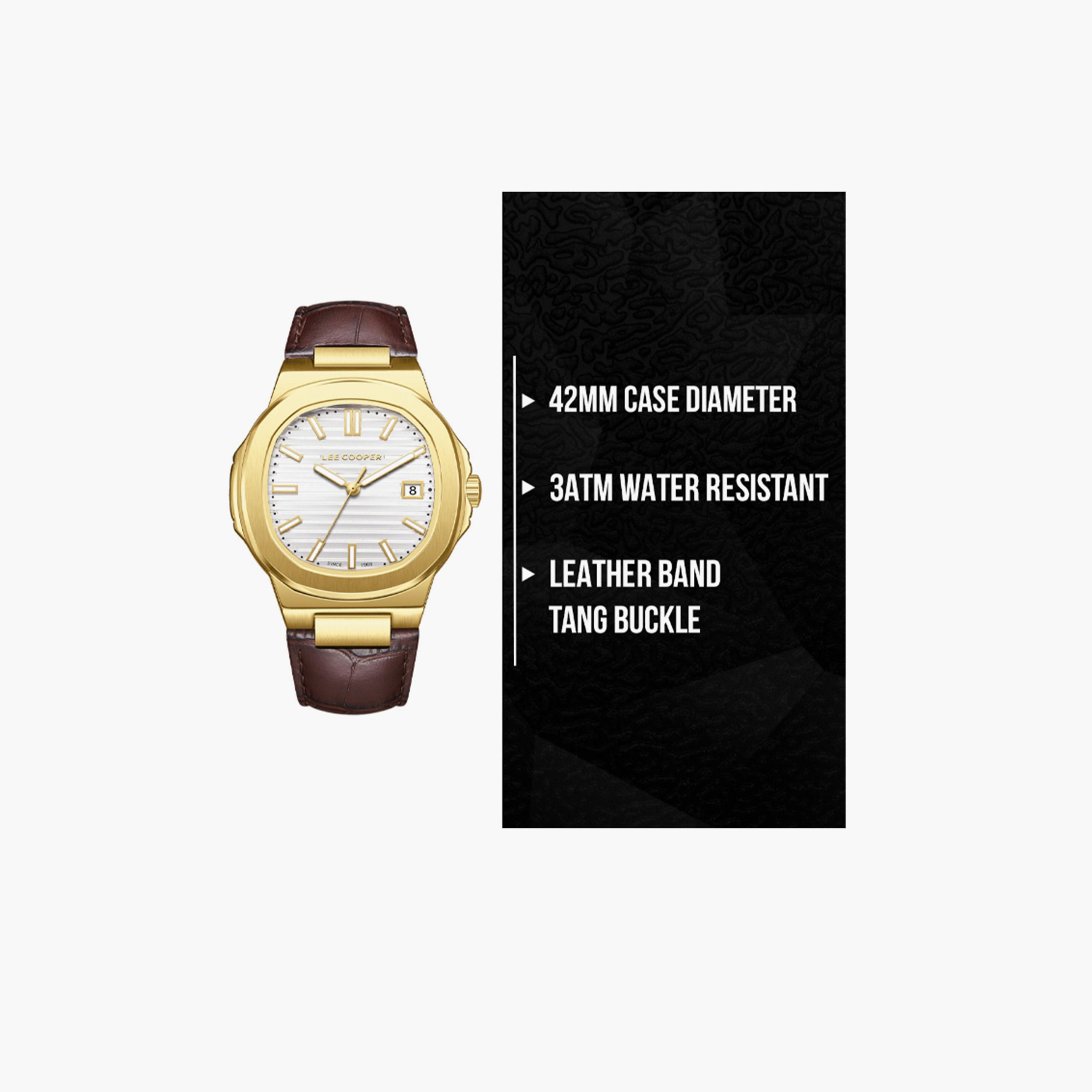 Lee Cooper Men's 42MM Brown Analog Leather Strap Watch | LC08108.134-men-watchesandjewellery-watches-image-9