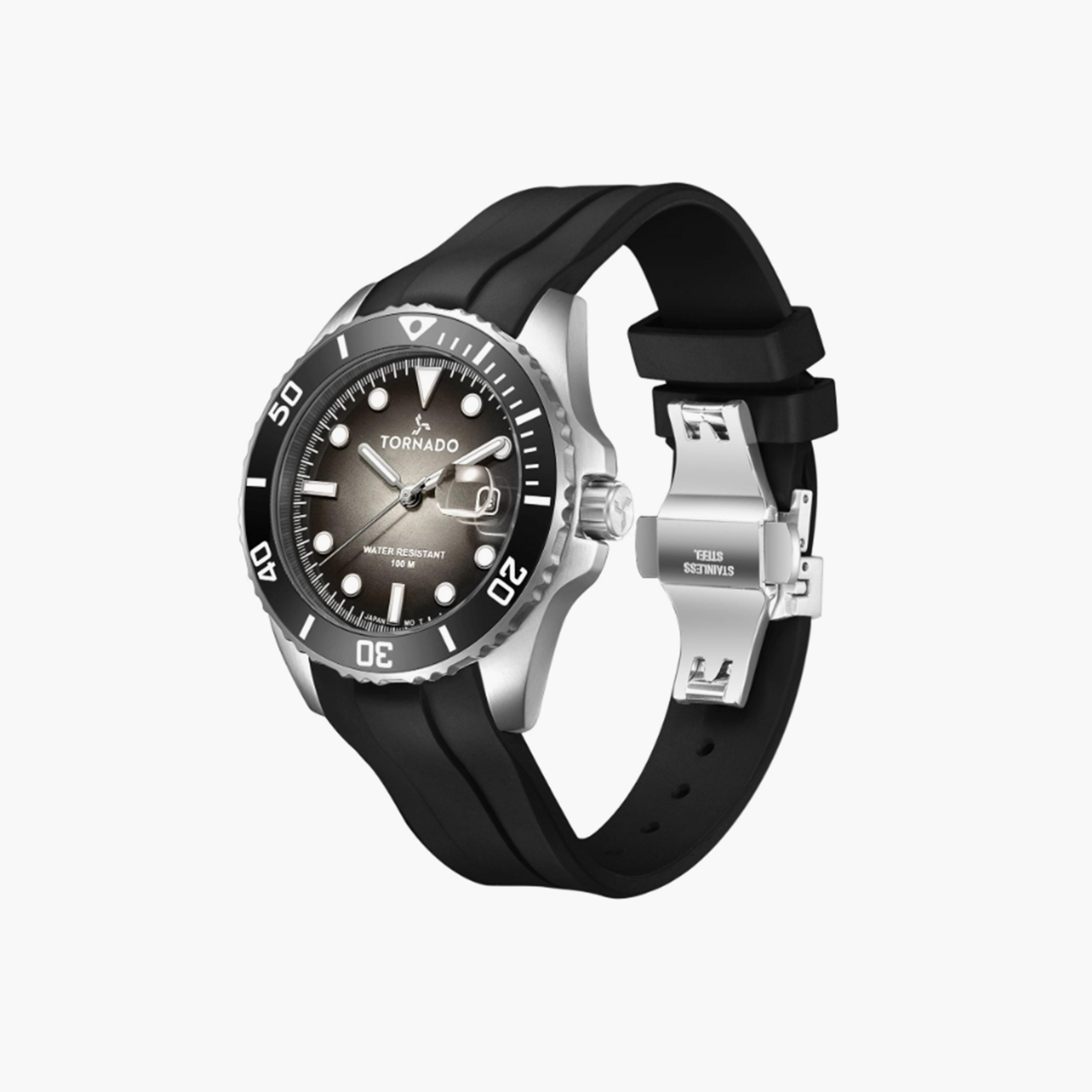 Tornado Men's 49MM Black Analog Silicone Strap Watch | T22001-SSBB-men-watchesandjewellery-watches-image-2
